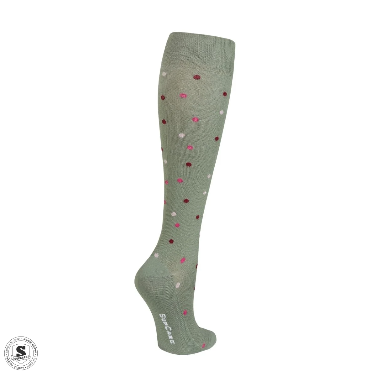 Bamboe steunkousen – saliegroen met stippen - 3