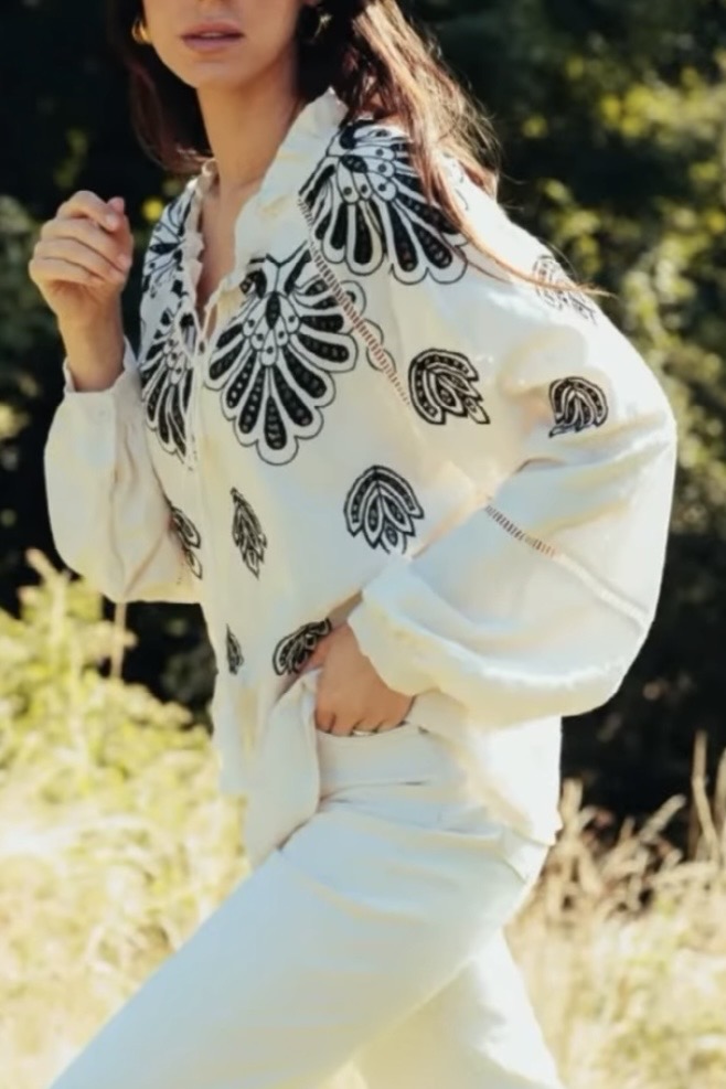 Qnuz - Blouse W Embrodery Ecru - 3