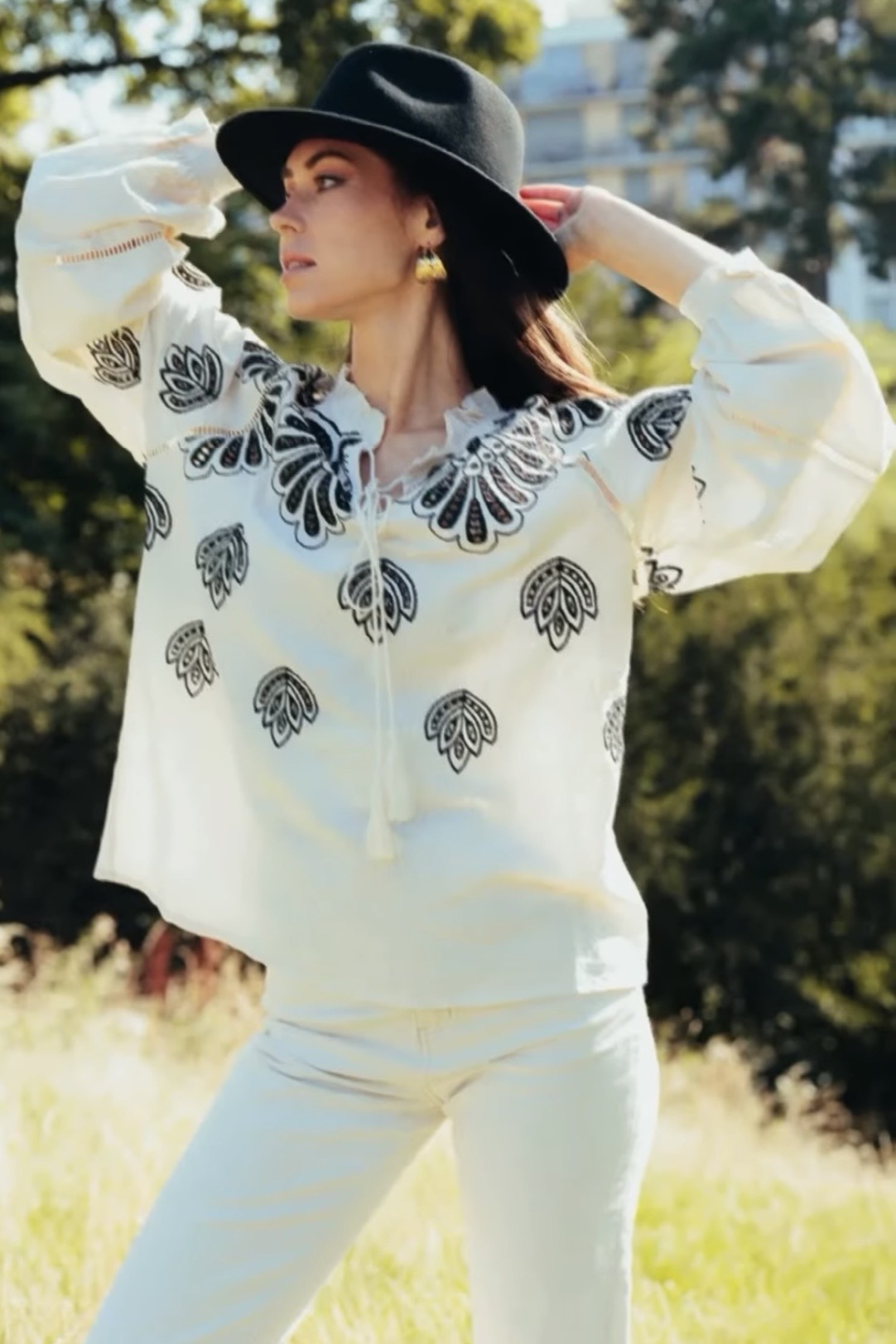 Qnuz - Blouse W Embrodery Ecru - 5