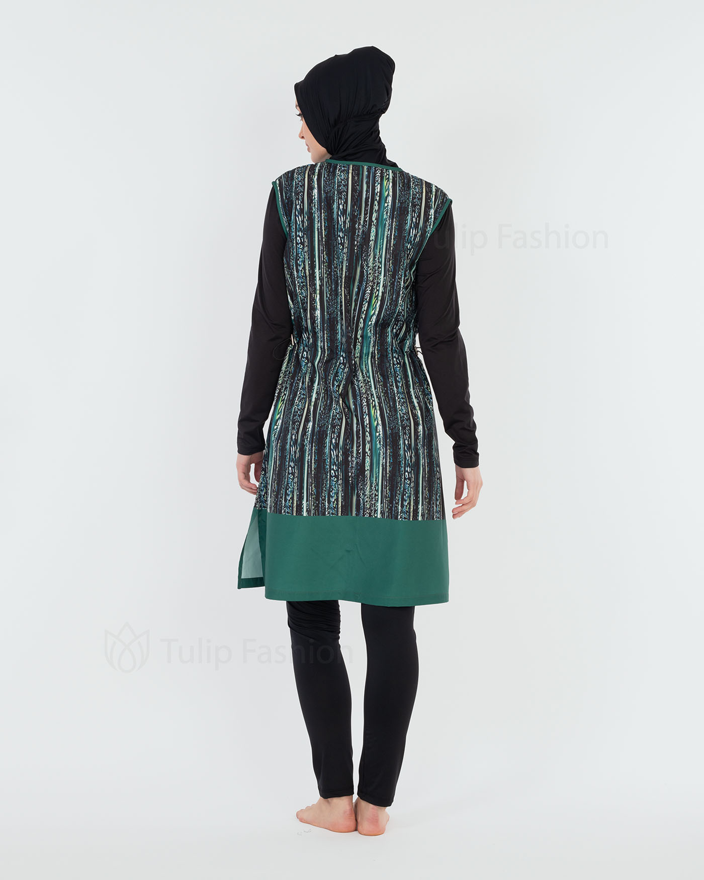 Muslim Swimsuit with hijab - Black - 3