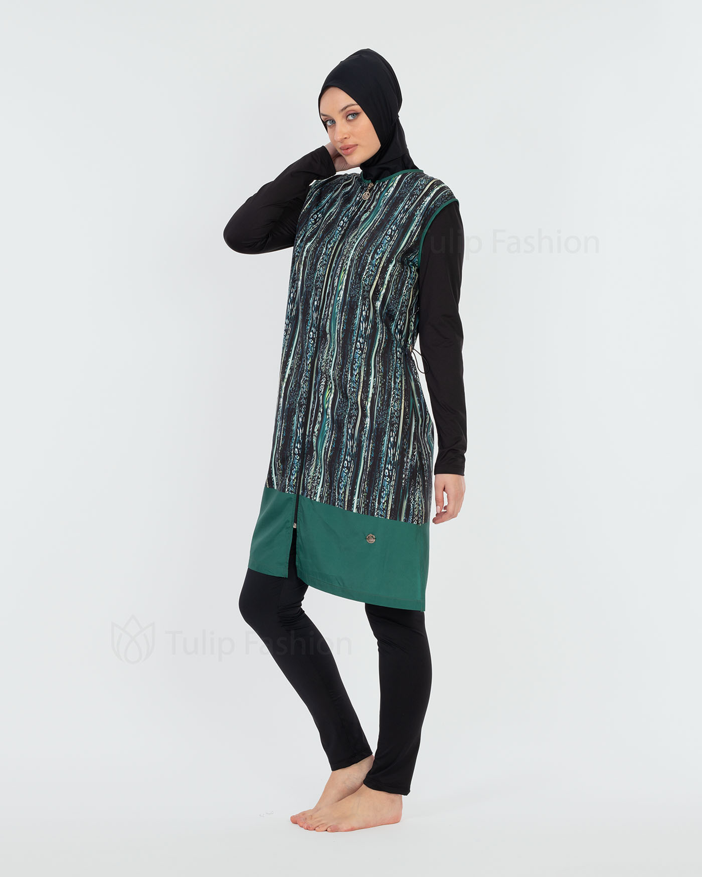 Muslim Swimsuit with hijab - Black - 2