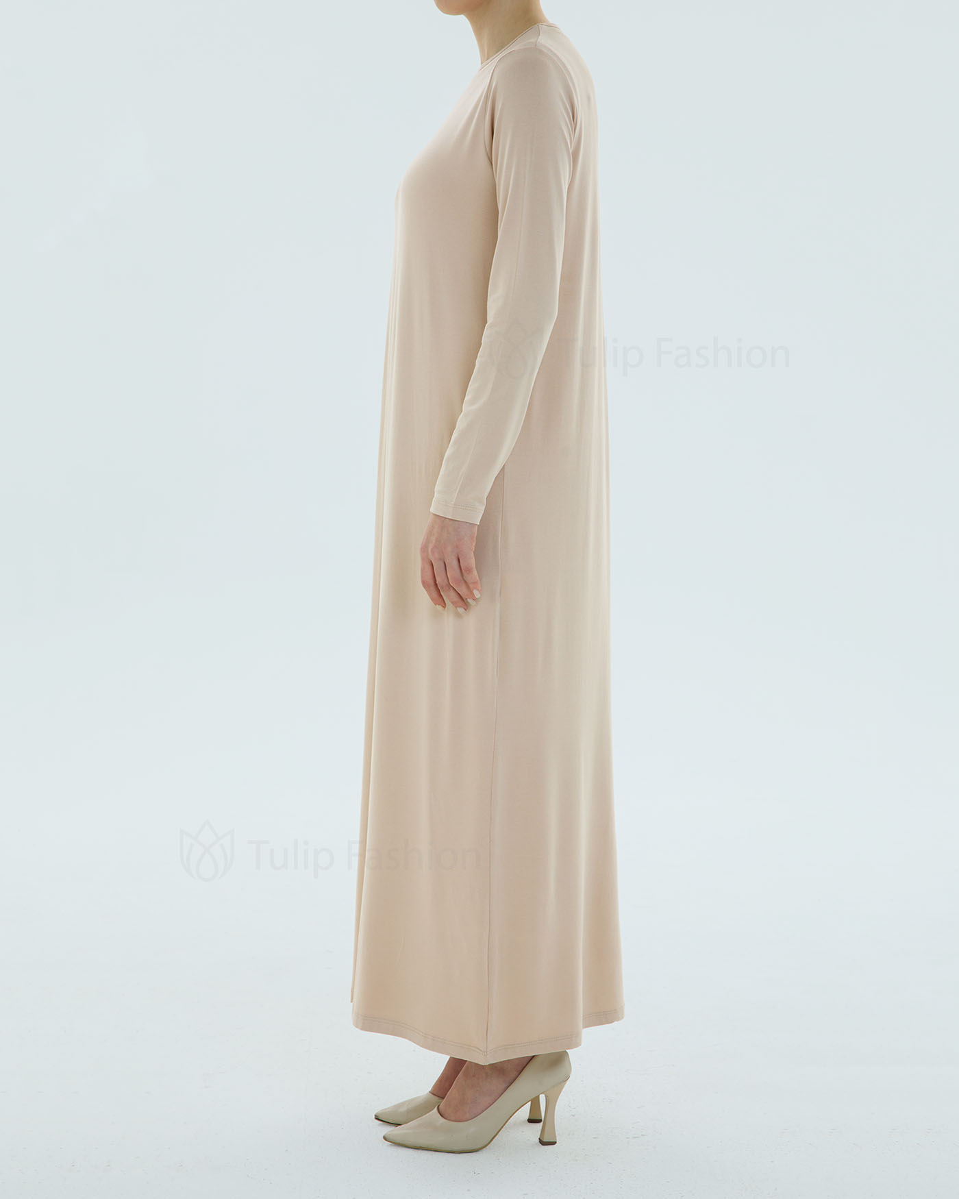 Jerseyklänning Basic - Beige - 5