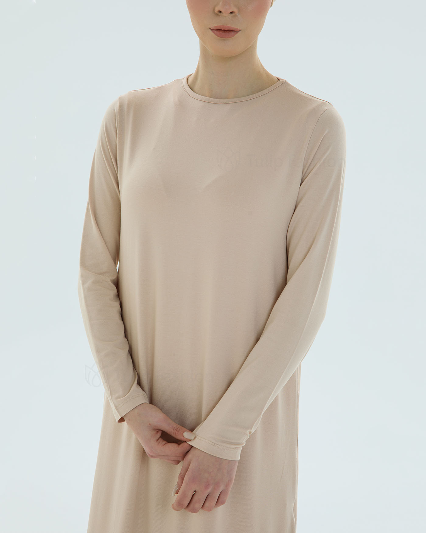 Jerseyklänning Basic - Beige - 3