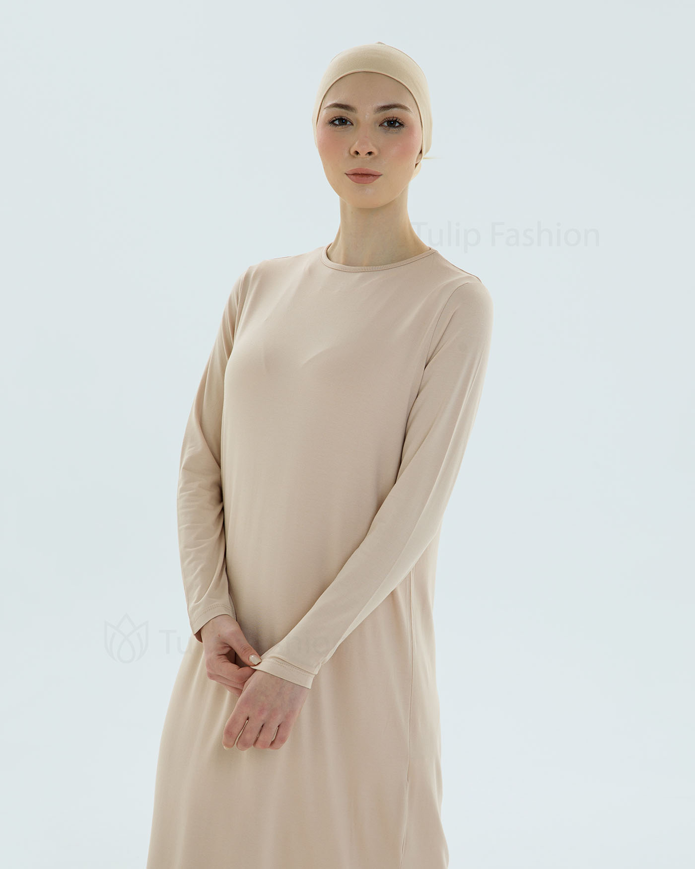 Jerseyklänning Basic - Beige - 2