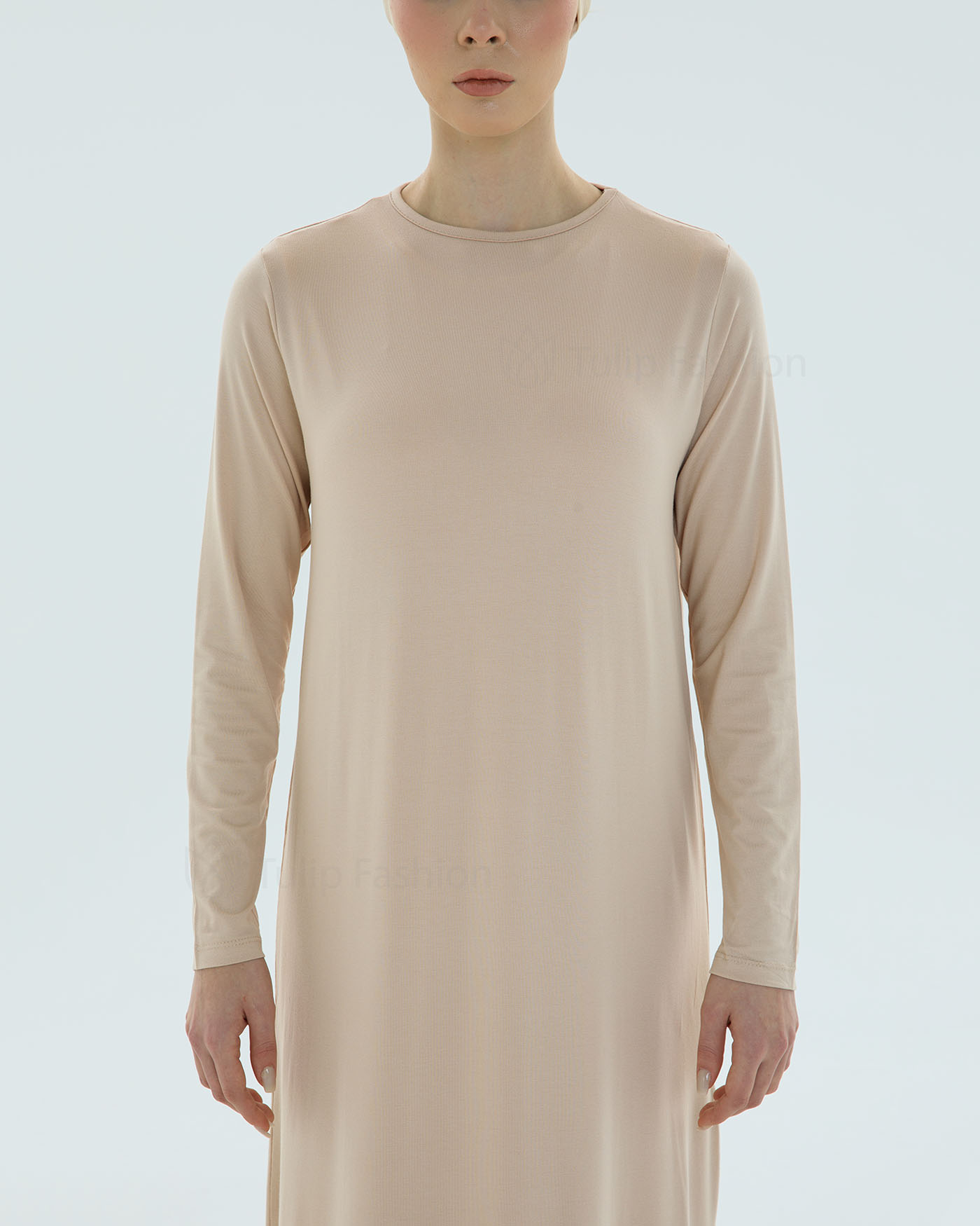 Jerseyklänning Basic - Beige - 7