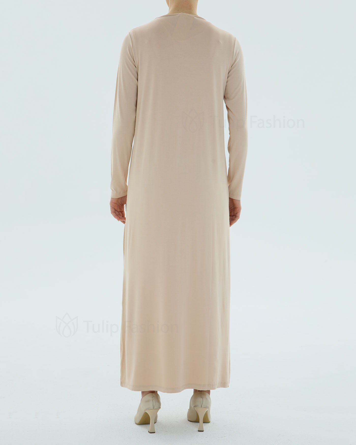 Jerseyklänning Basic - Beige - 6