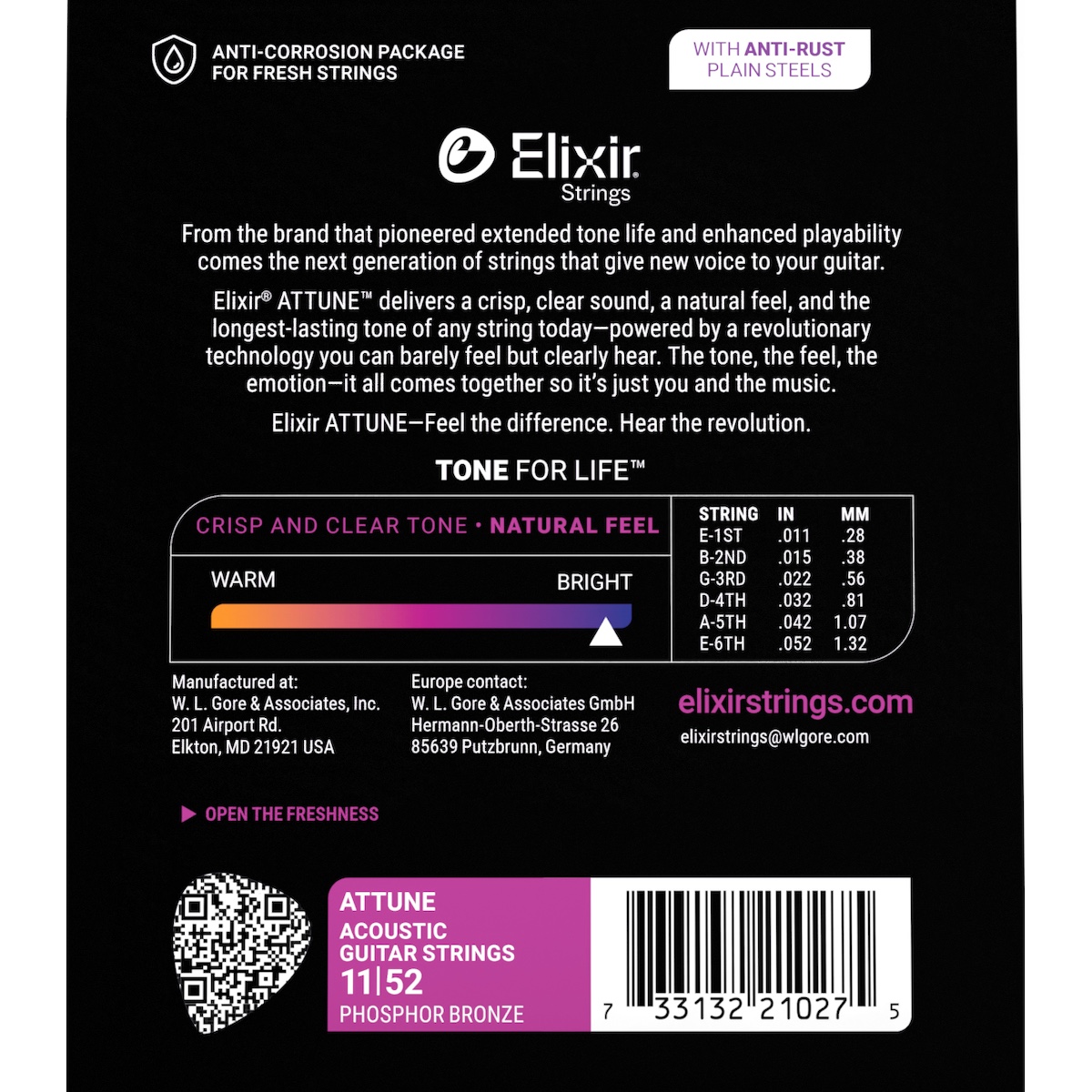 Elixir ATTUNE Acoustic Phosphor Bronze 011-052 - 2