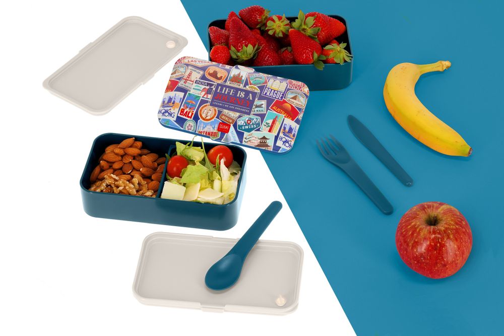 Frokostboks med bestik, Travel stickers - 6