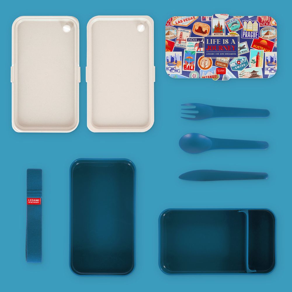 Frokostboks med bestik, Travel stickers - 4