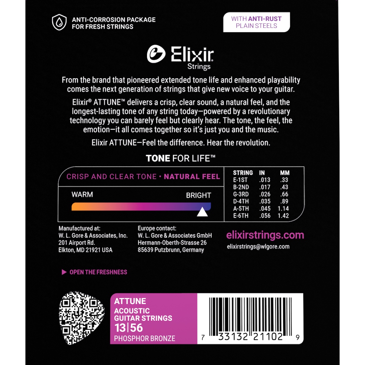 Elixir ATTUNE Acoustic Phosphor Bronze 013-056 - 2