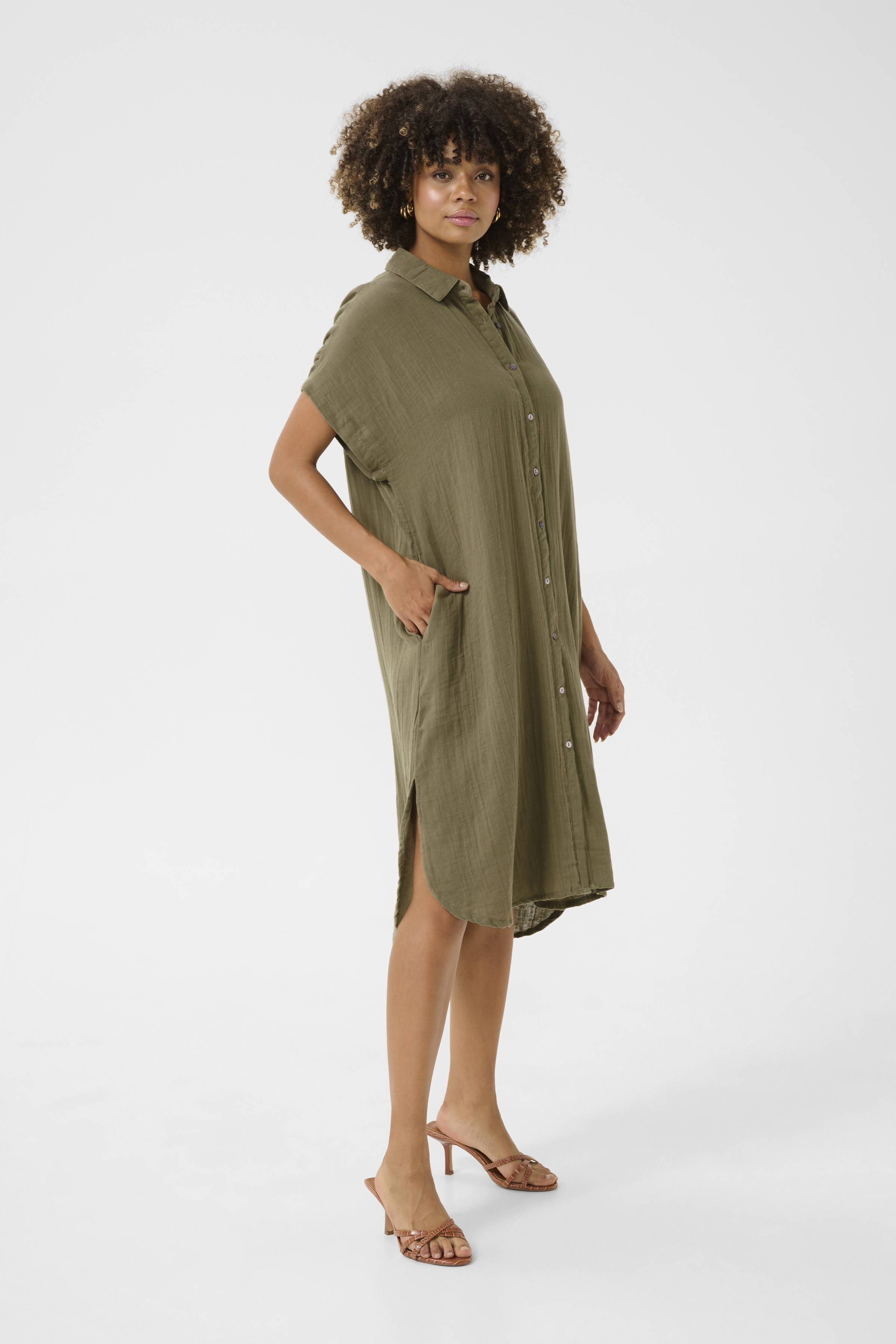 CUelina Kaftan Dress Dusky Green - 5