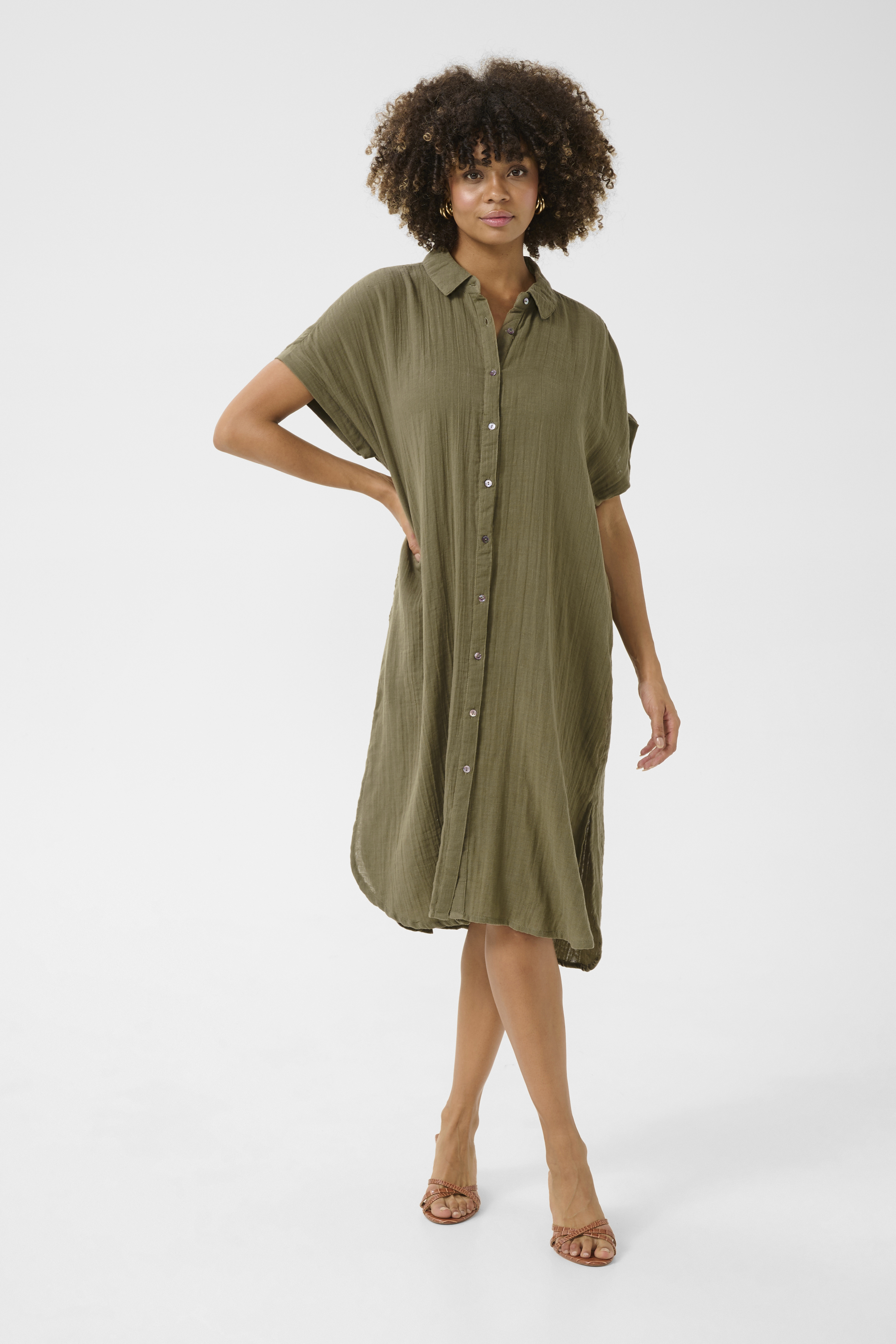 CUelina Kaftan Dress Dusky Green - 4