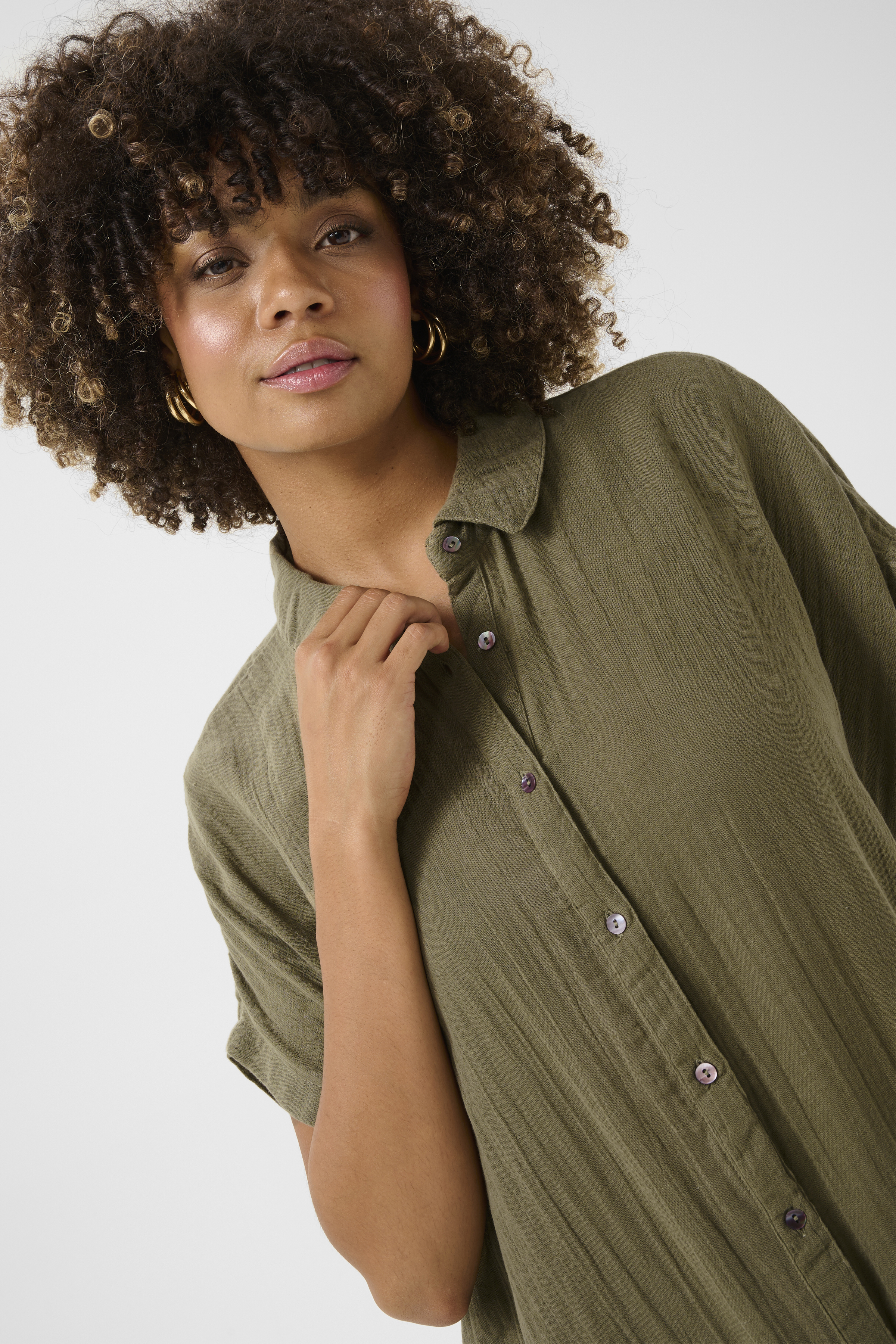 CUelina Kaftan Dress Dusky Green - 3