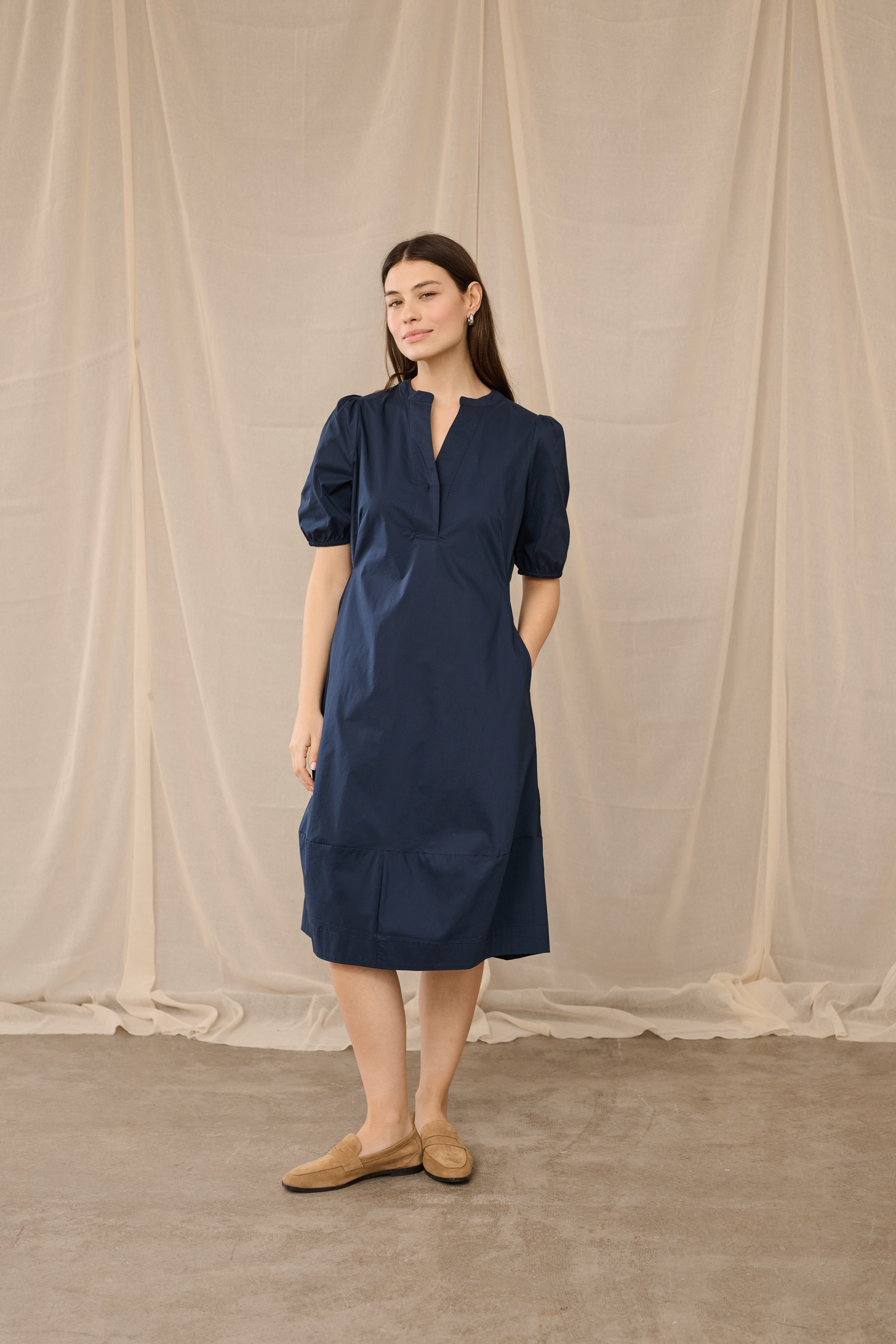 CUantoinett SS Placket Dress Blue Iris - 8