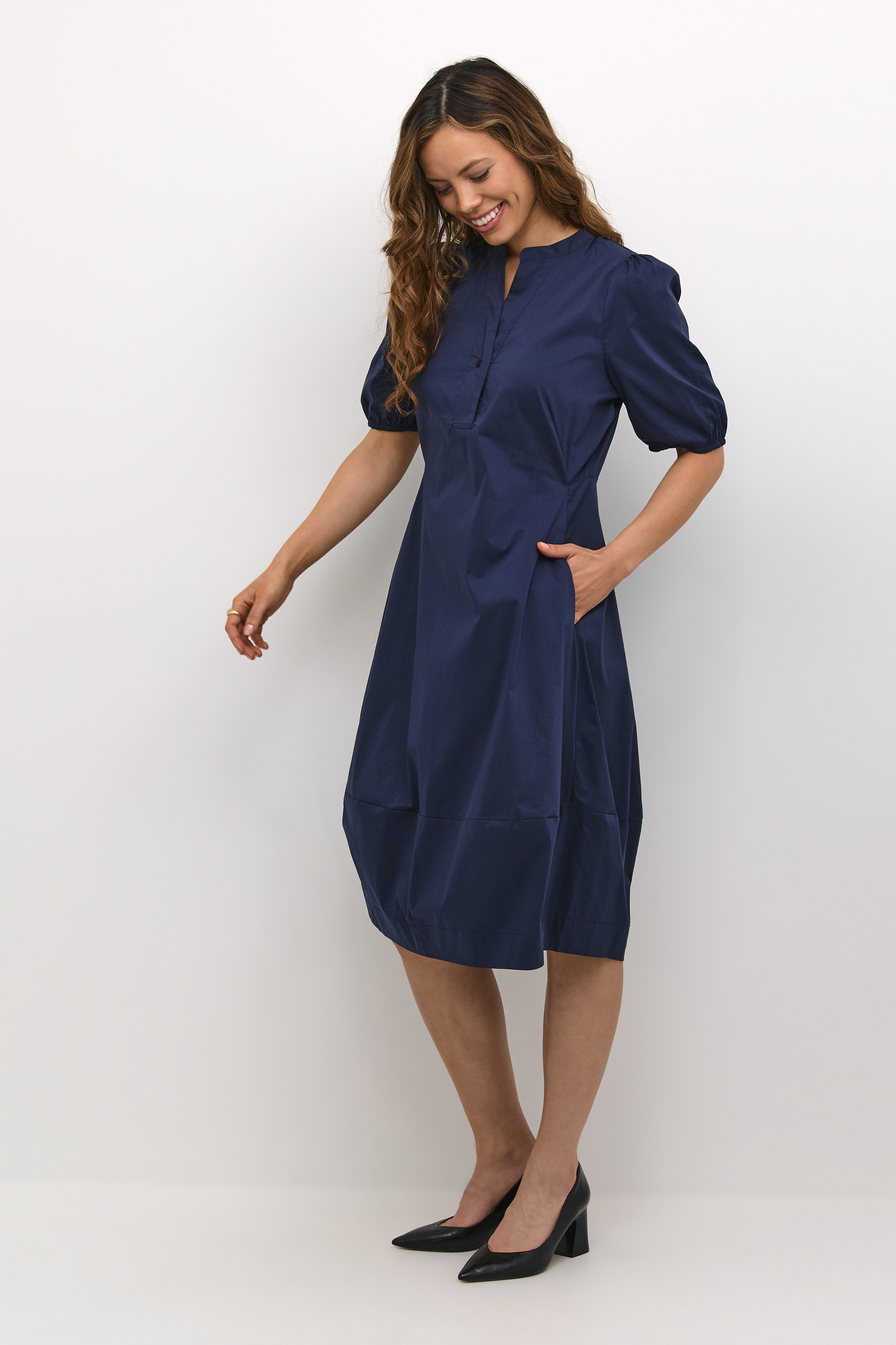 CUantoinett SS Placket Dress Blue Iris - 4