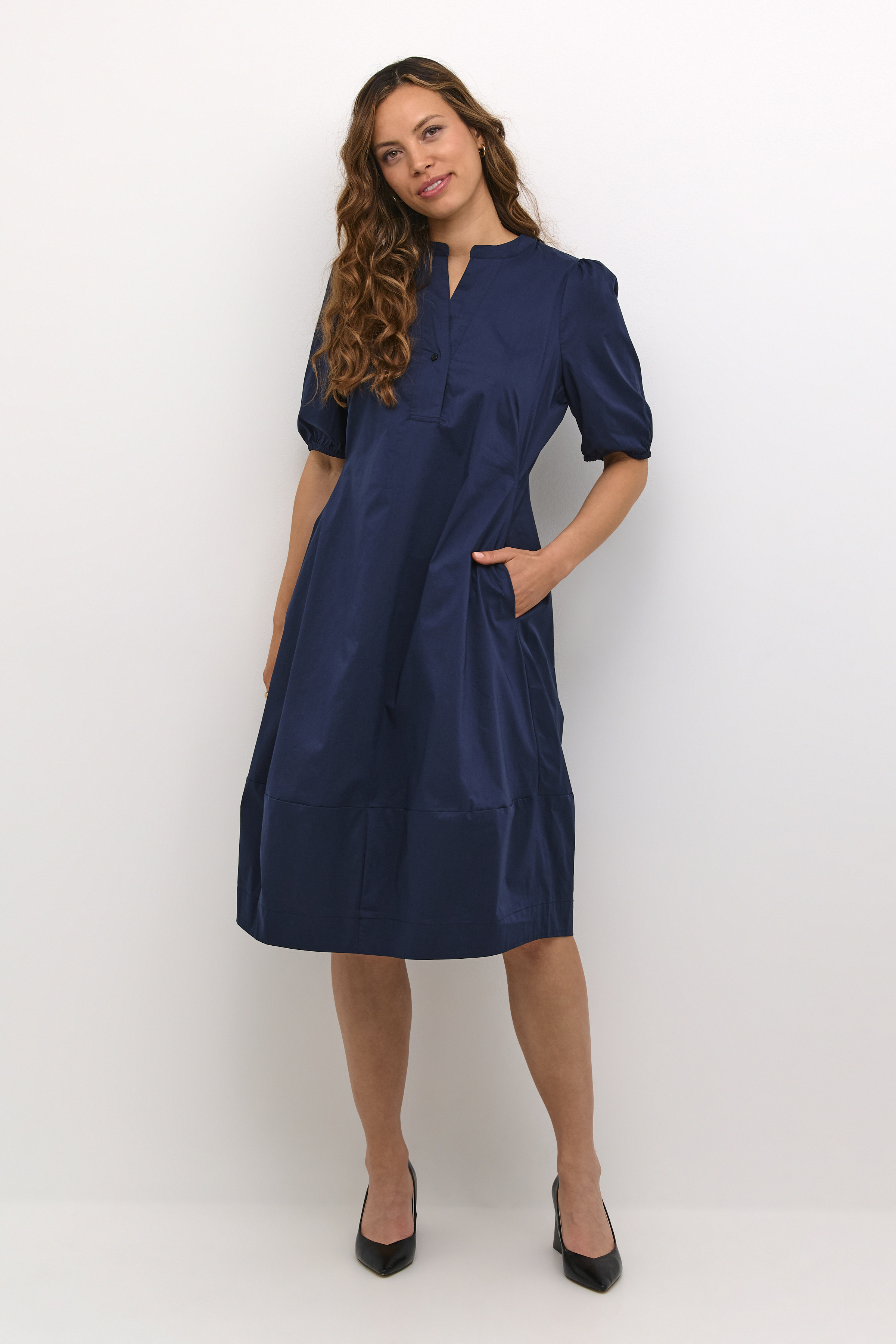 CUantoinett SS Placket Dress Blue Iris - 5