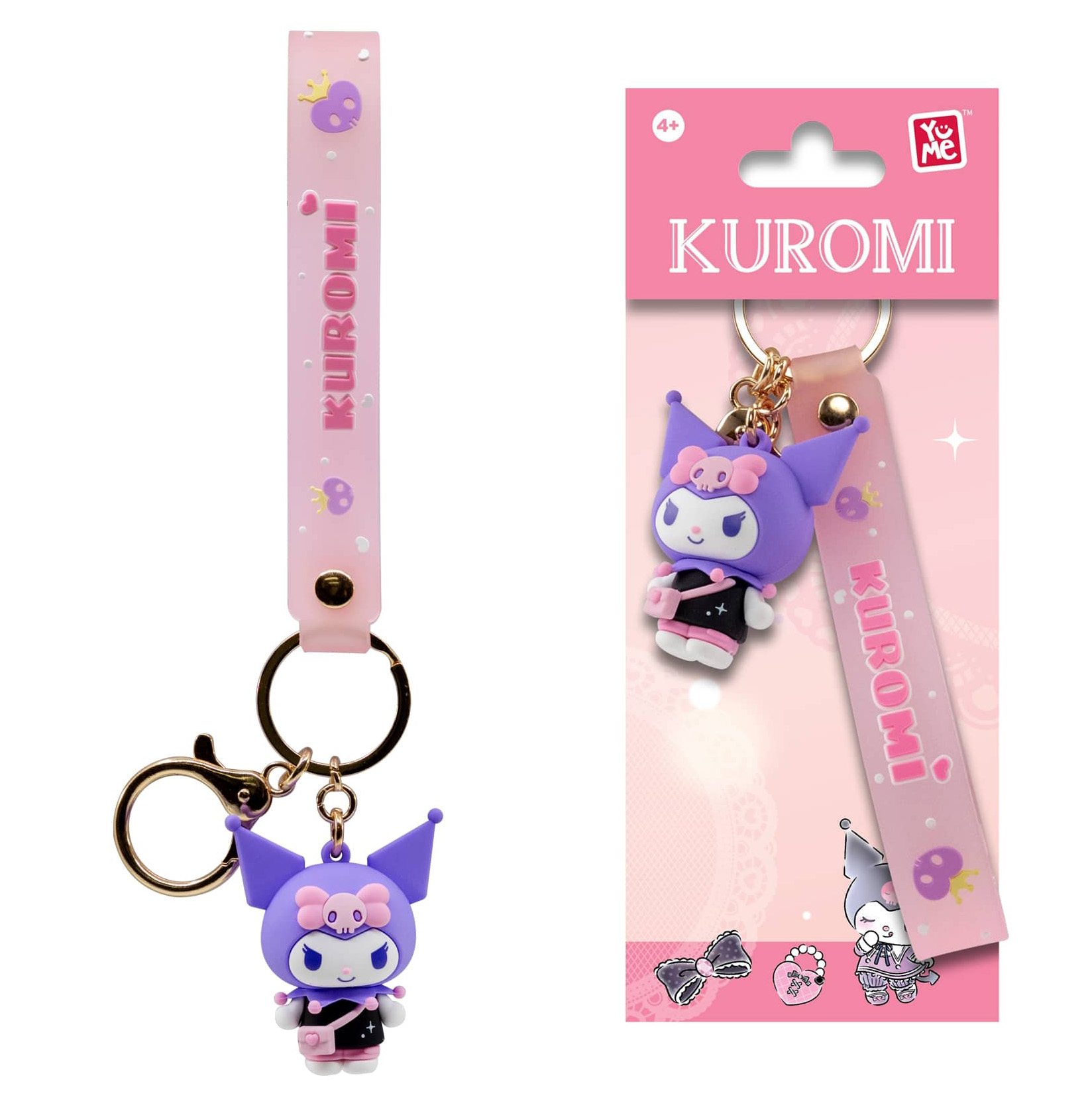 Kuromi 3D Nyckelring/Bag Charm med Silikonband - Cute Outfit Series - Party Time
