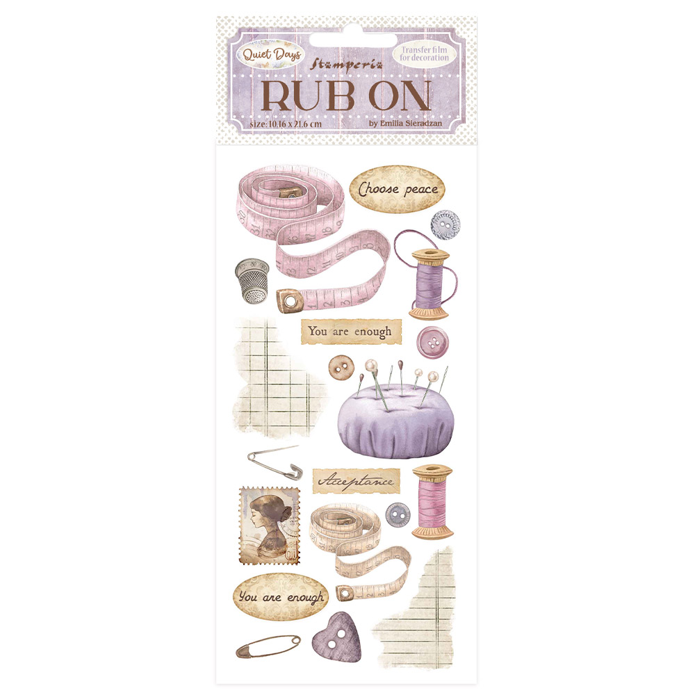 Rub-on cm 10,16x21,6 - Quiet Days sewing