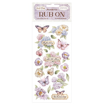 Rub-on cm 10,16x21,6 - Quiet Days hydrangea and butterfly