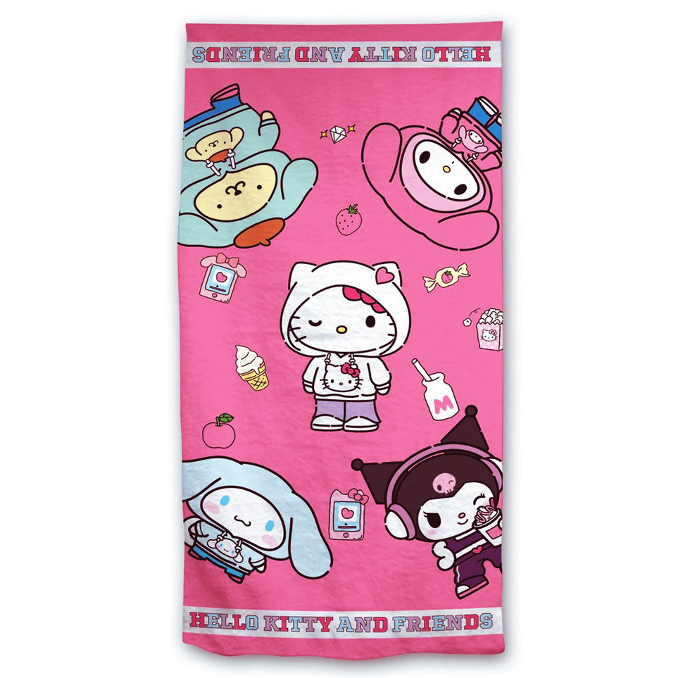 Hello Kitty and Friends Rosa Badhandduk - 70 x 140 cm
