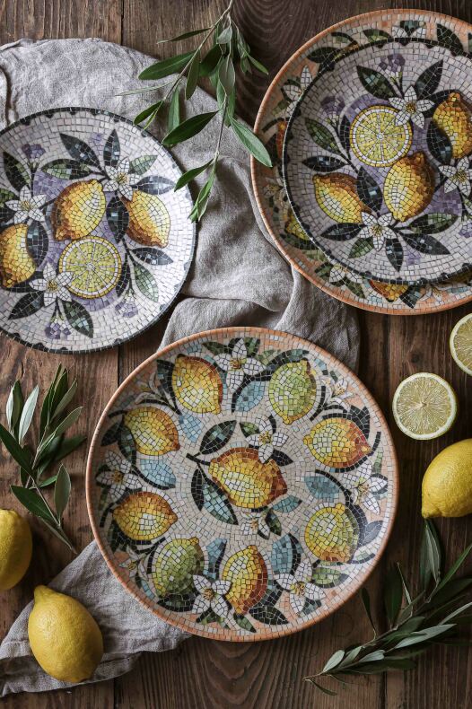Majas Fat Assiett Citron/Lemon Mosaik Stort - 4