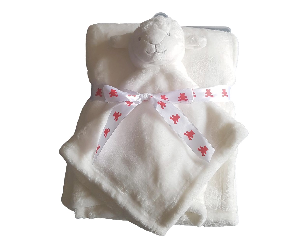 Pläd och blankey set, lamm.