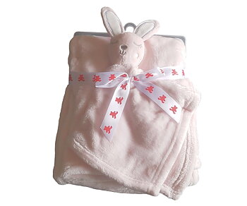 Pläd och blankey set, rosa kanin