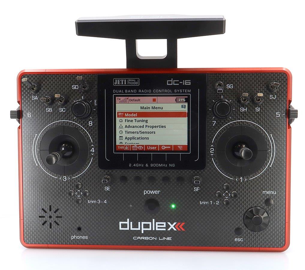 JETI Transmitter Duplex DC-16 II.- Carbon Line RED Lacquered - 2