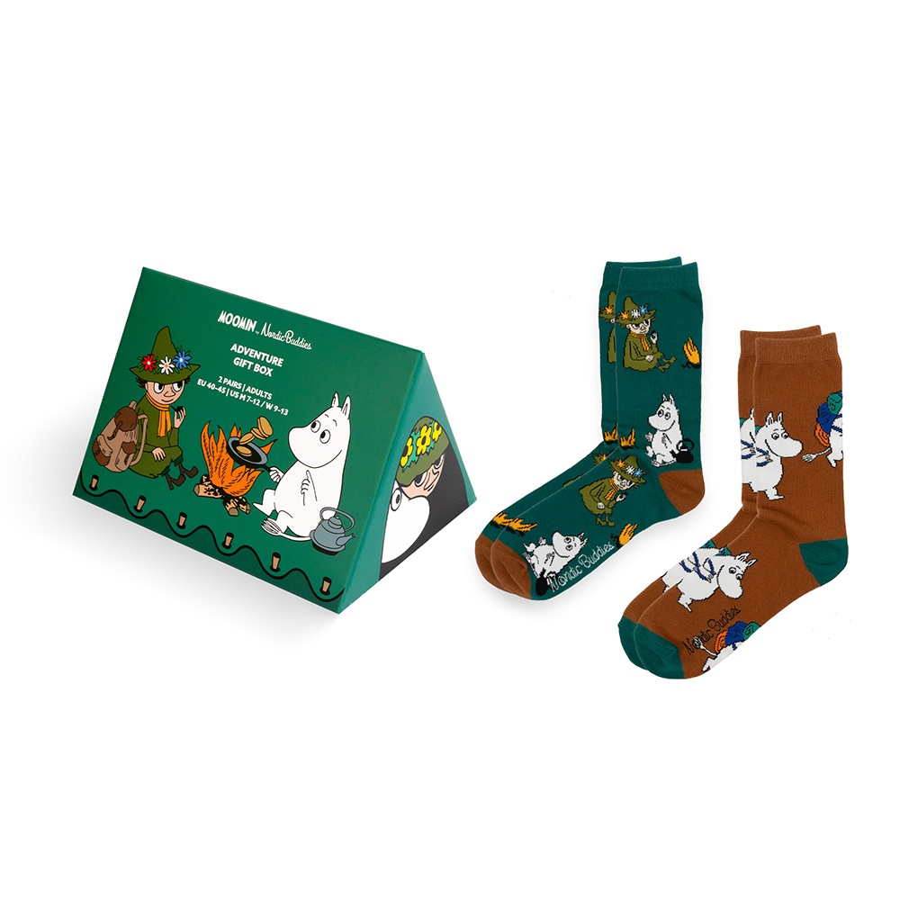Moomin Socks Gift Set – Moomintroll & Snufkin 2-Pack in Tent Gift Box