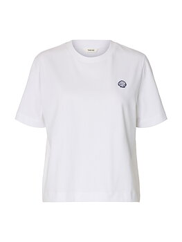 SLFELLA SS EMB BOXY TEE FT Bright White Seashell EMB