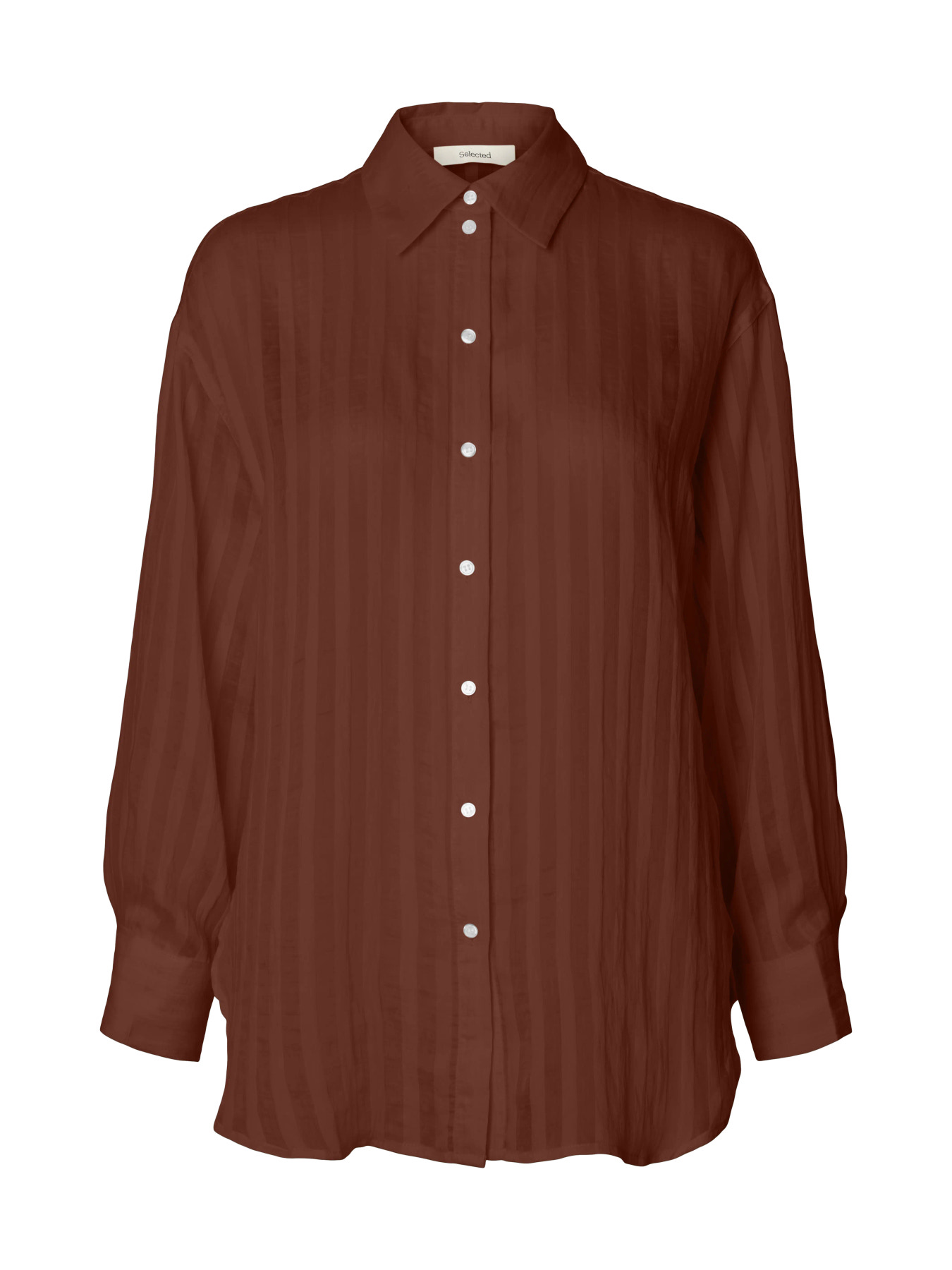 SLFTORAN OVERSIZED LS STRIPED SHIRT B Cherry Mahogany STRIPES