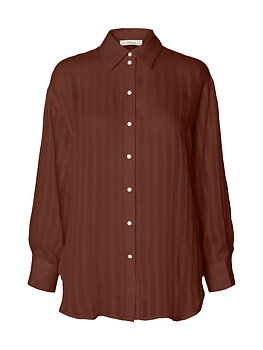 SLFTORAN OVERSIZED LS STRIPED SHIRT B Cherry Mahogany STRIPES