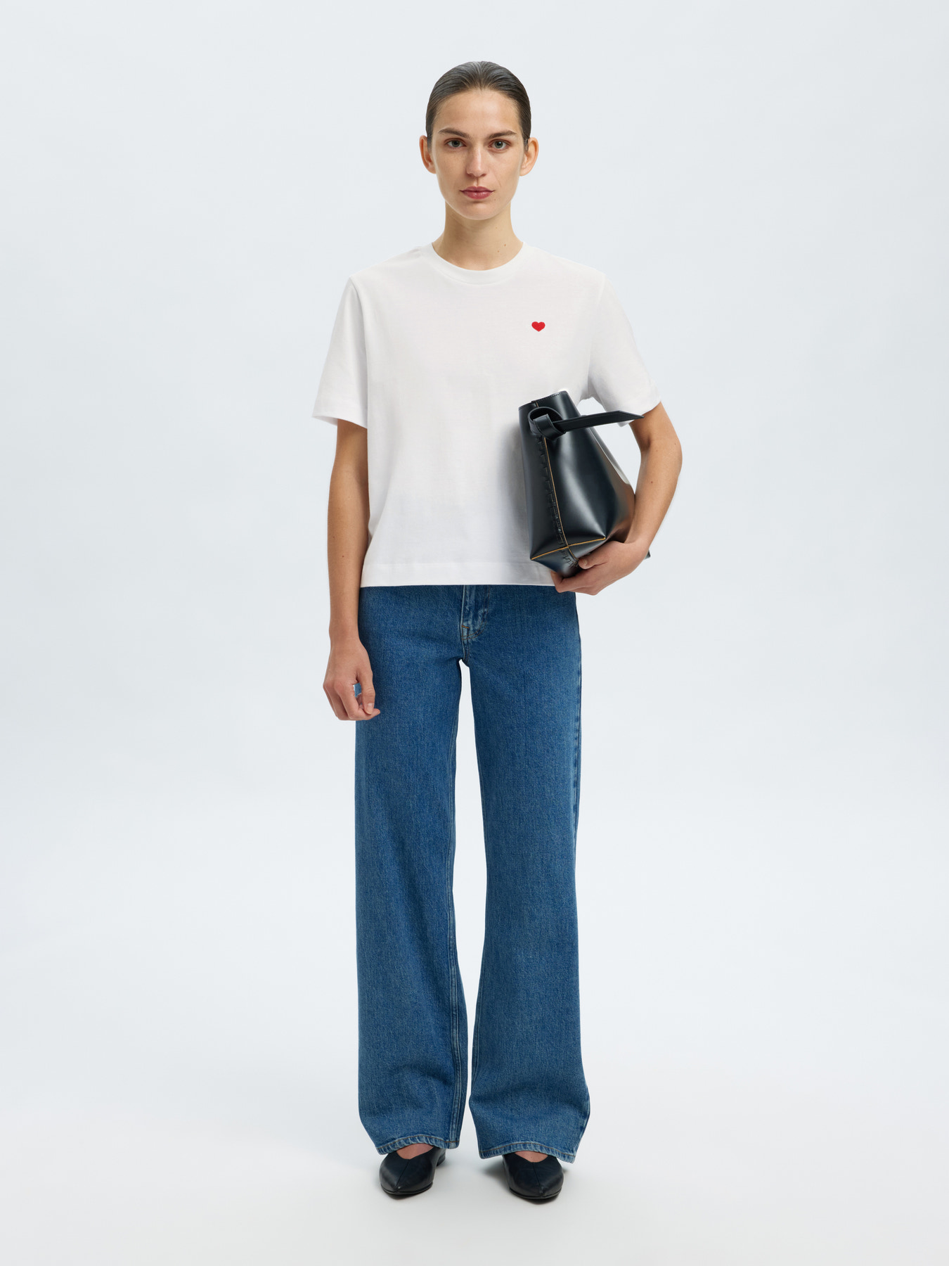 SLFELLA SS EMB BOXY TEE FT Bright White Heart EMB - 4
