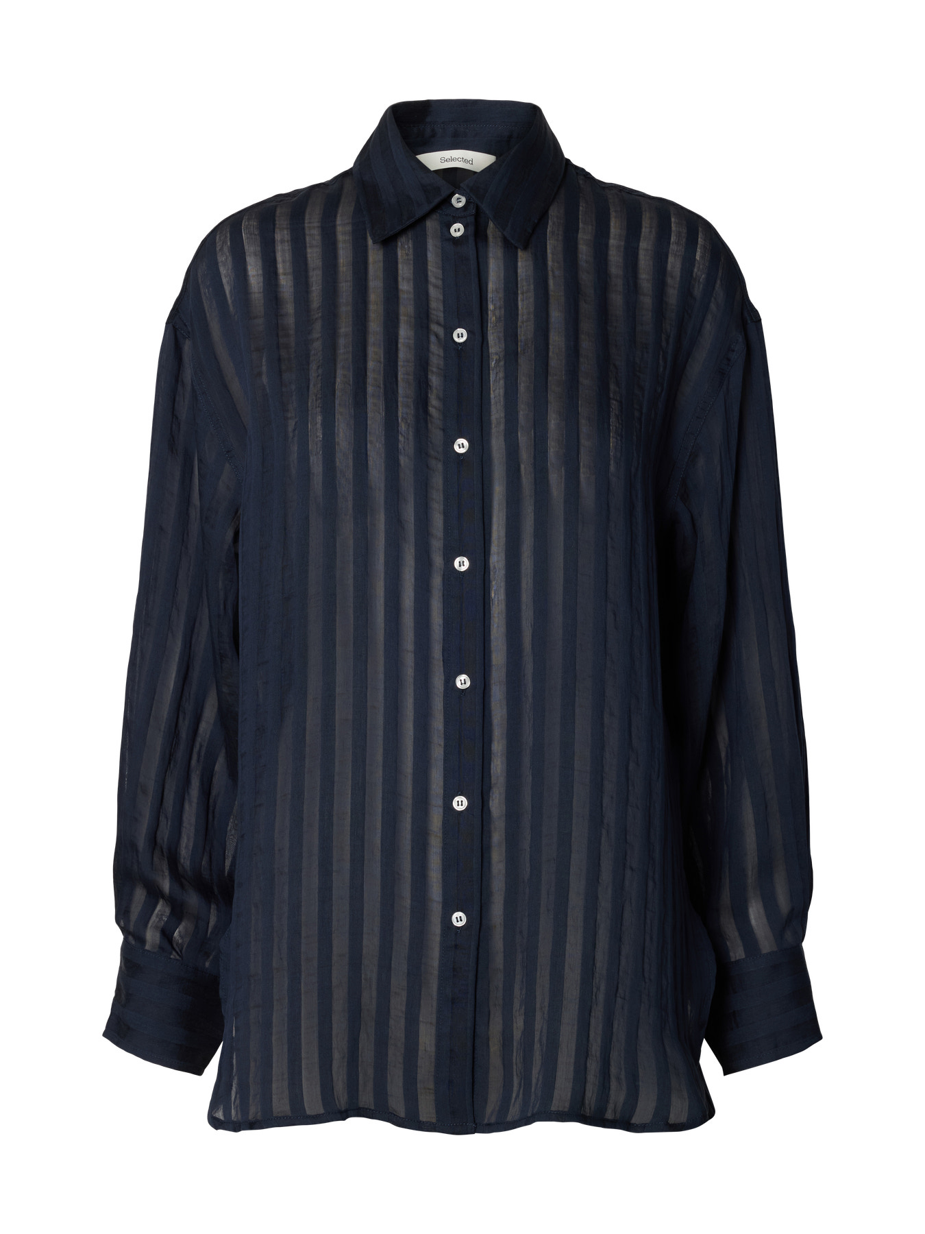 SLFTORAN OVERSIZED LS STRIPED SHIRT B Dark Sapphire STRIPES