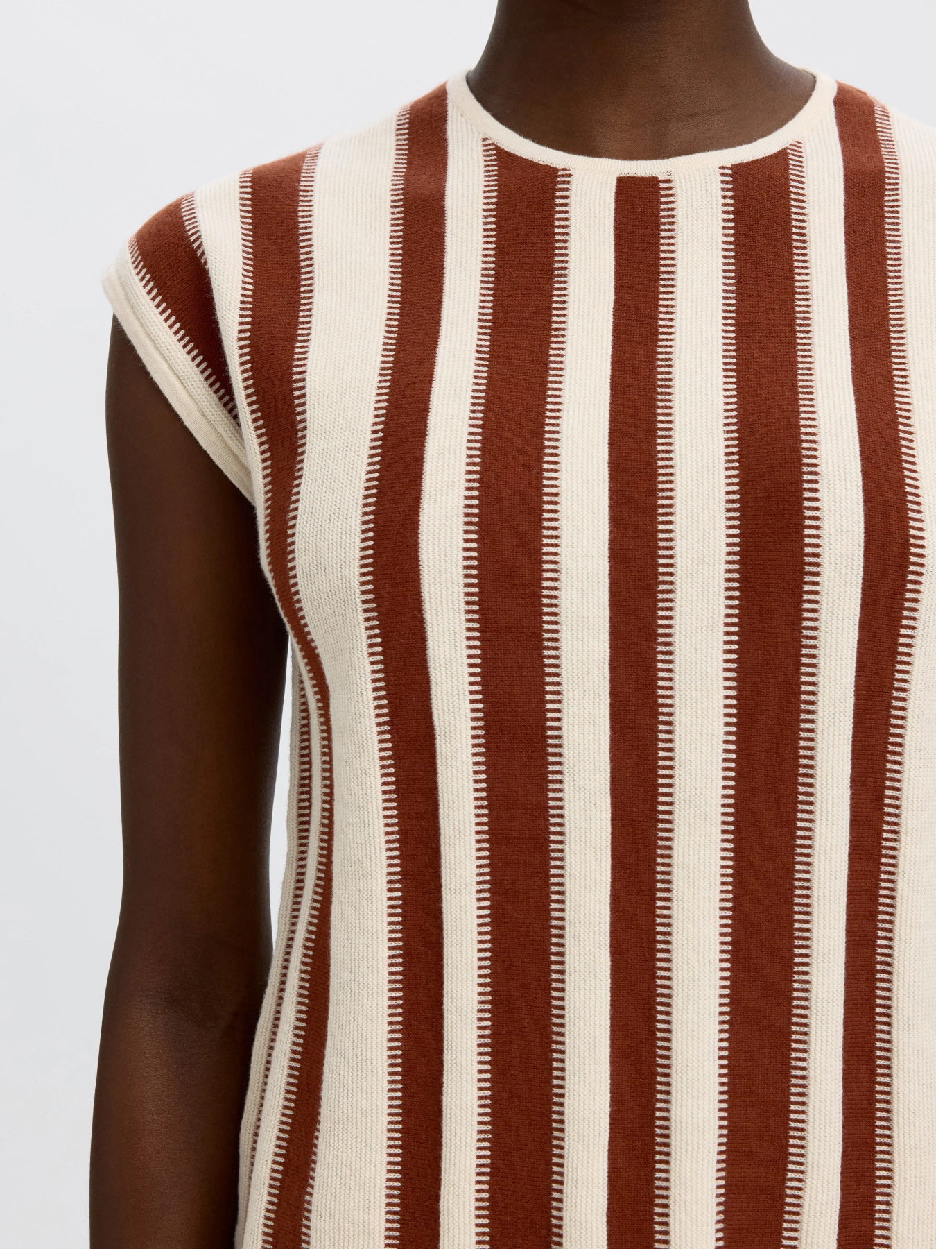 SLFLINA SL KNIT O-NECK Birch Cherry Mahogany - 3