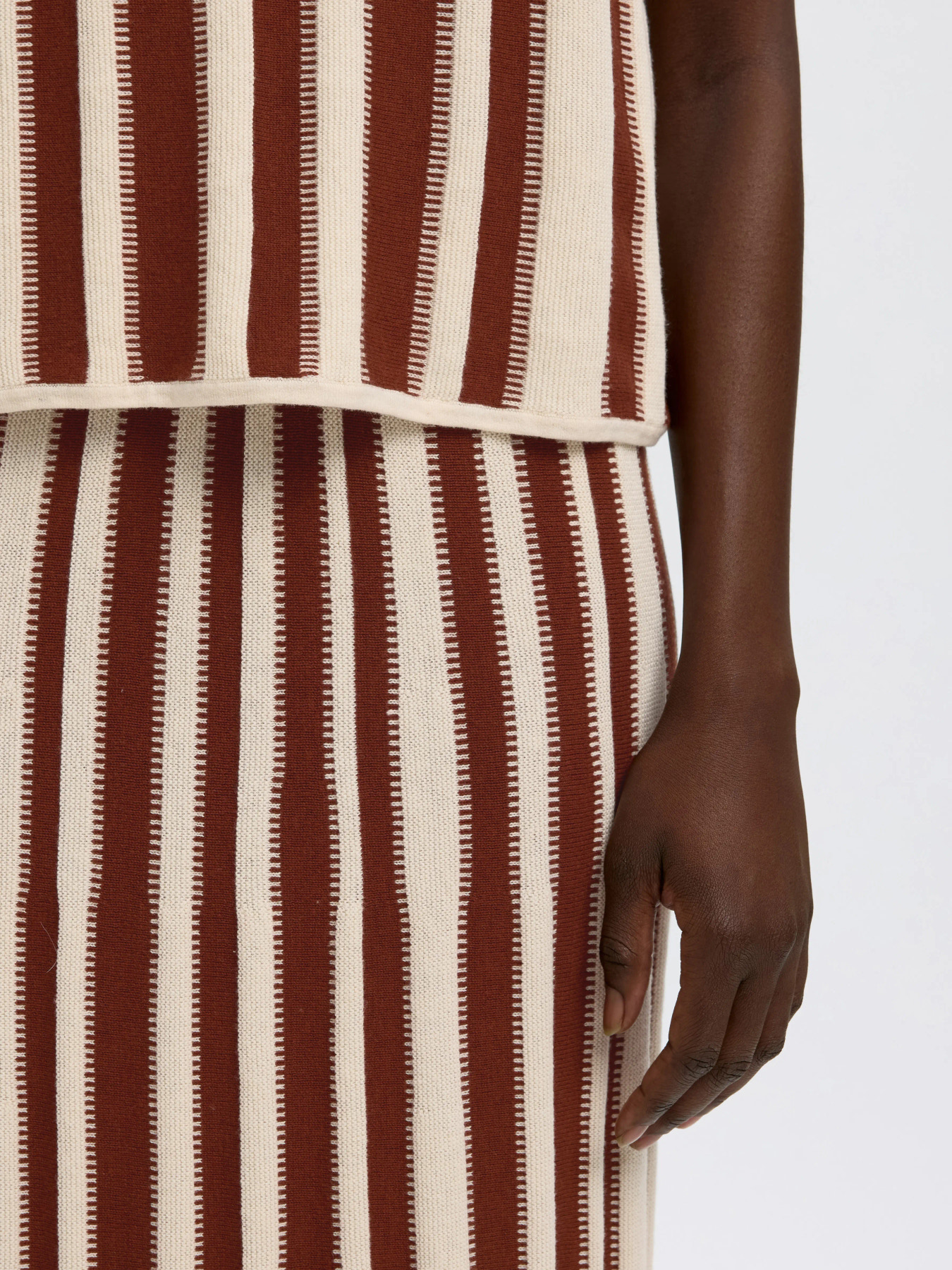 SLFLINA HW KNIT LONG SKIRT Birch Cherry Mahogany - 2
