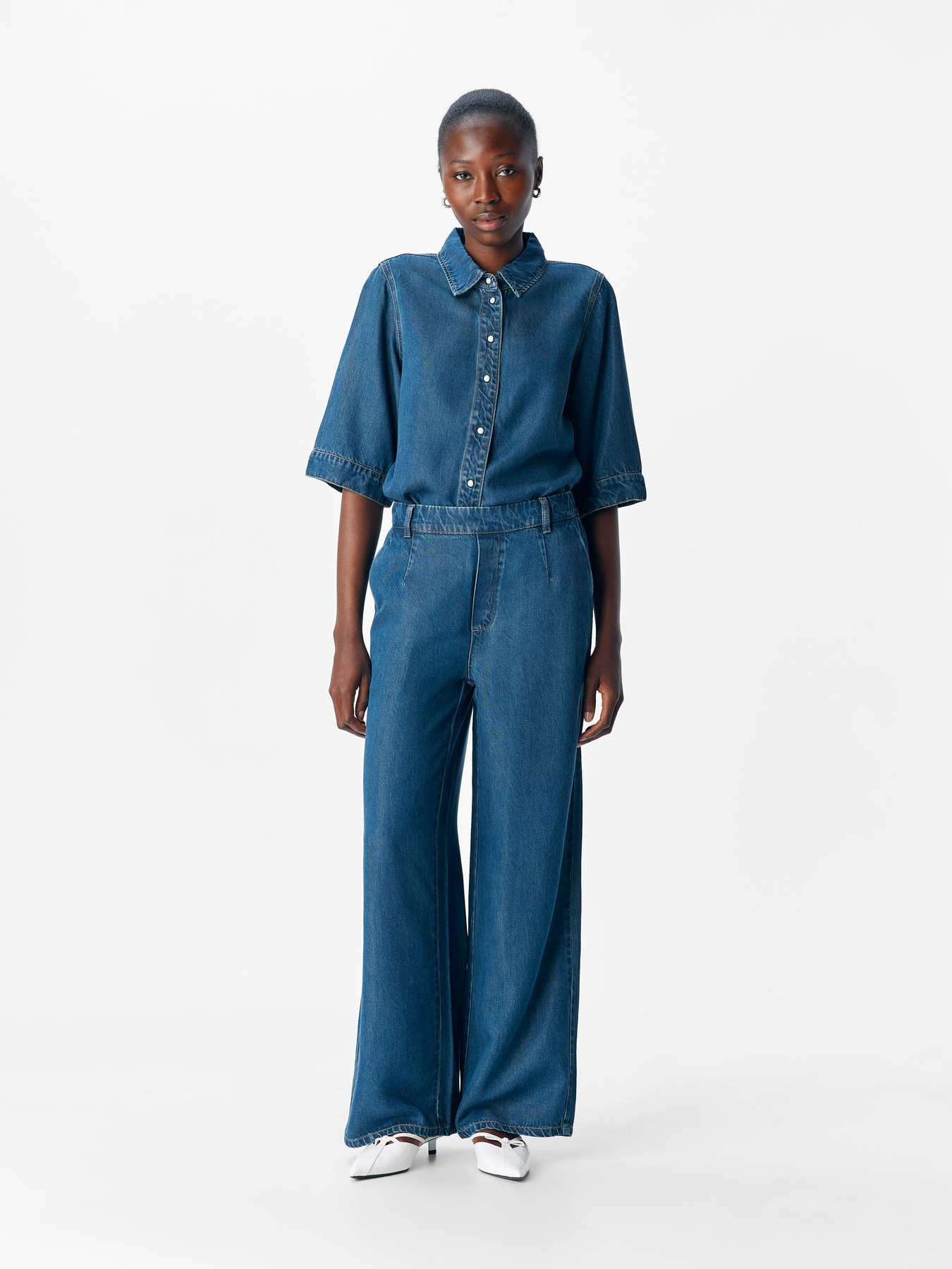 OBJFRAME LISA WIDE MW PANT NOOS Dark Blue Denim Rinse wash - 4
