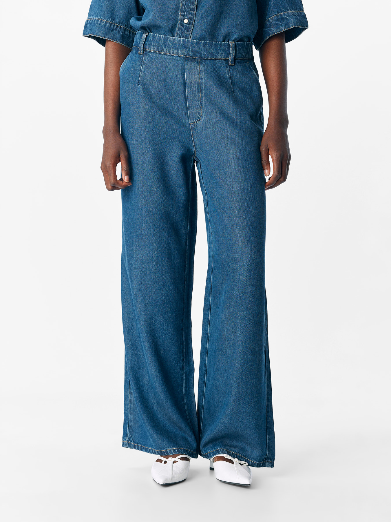 OBJFRAME LISA WIDE MW PANT NOOS Dark Blue Denim Rinse wash - 9