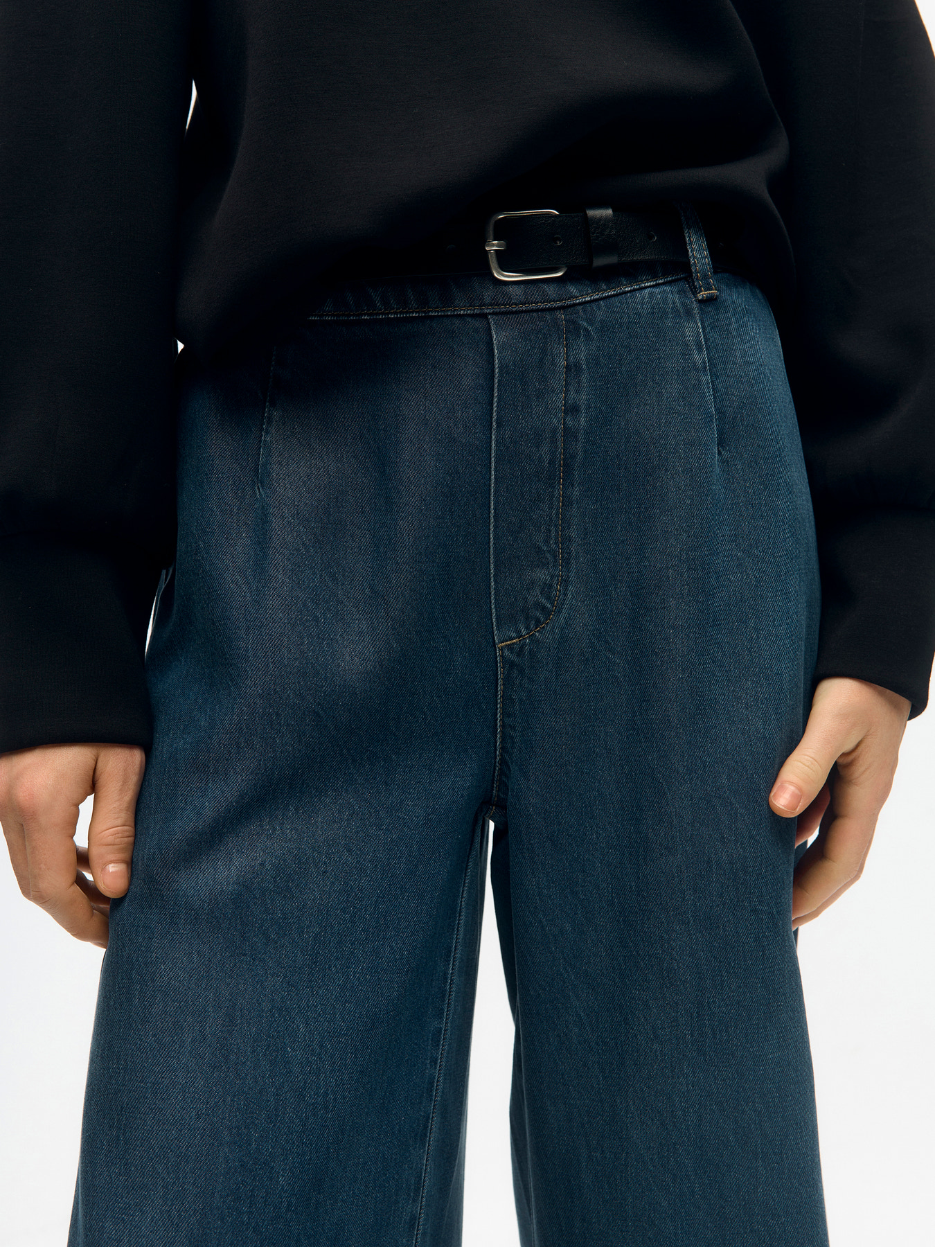 OBJFRAME LISA WIDE MW PANT NOOS Dark Blue Denim Rinse wash - 3