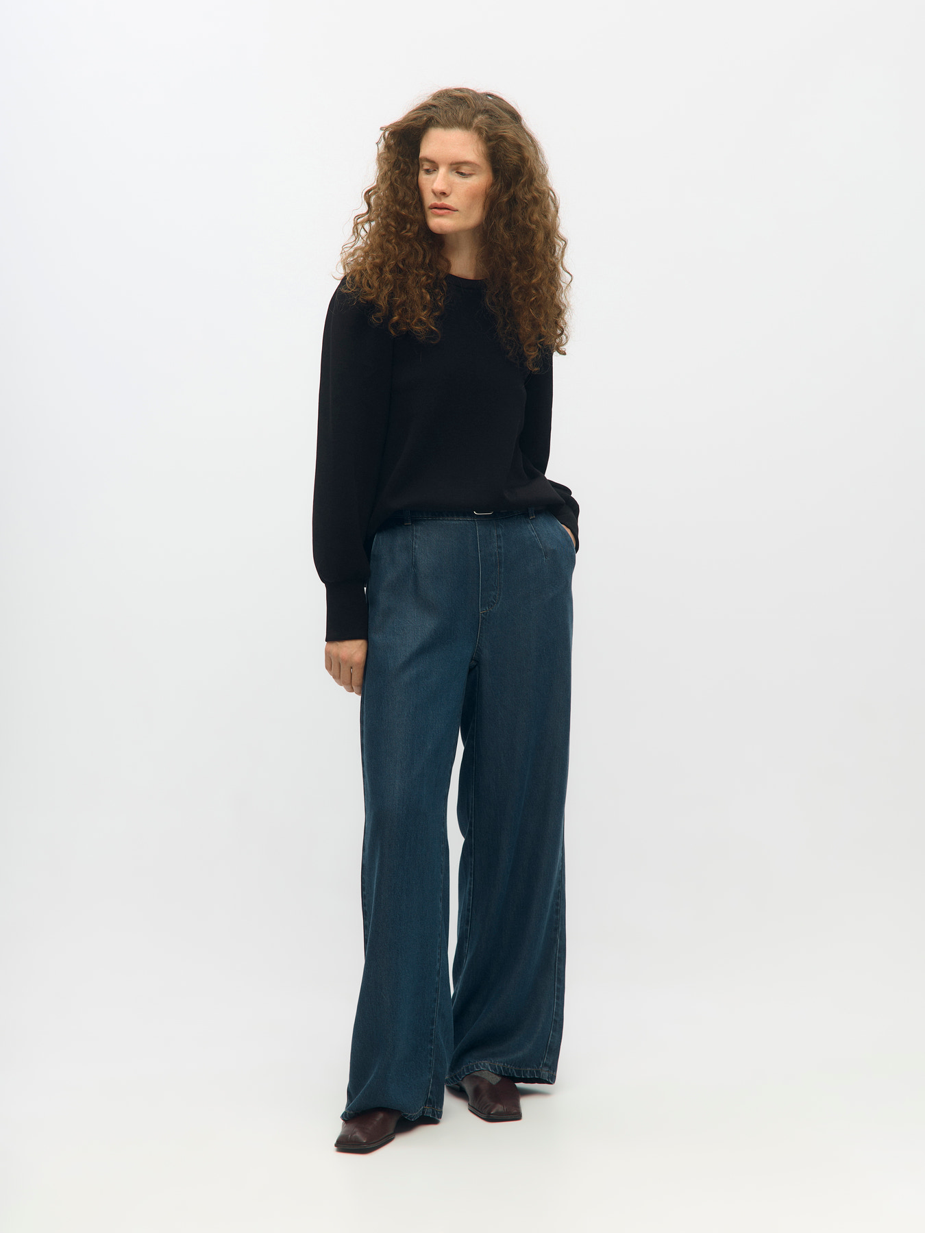 OBJFRAME LISA WIDE MW PANT NOOS Dark Blue Denim Rinse wash - 7