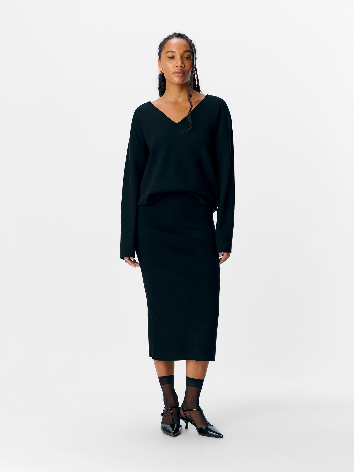 OBJREYNARD HW KNIT SKIRT NOOS Black - 3