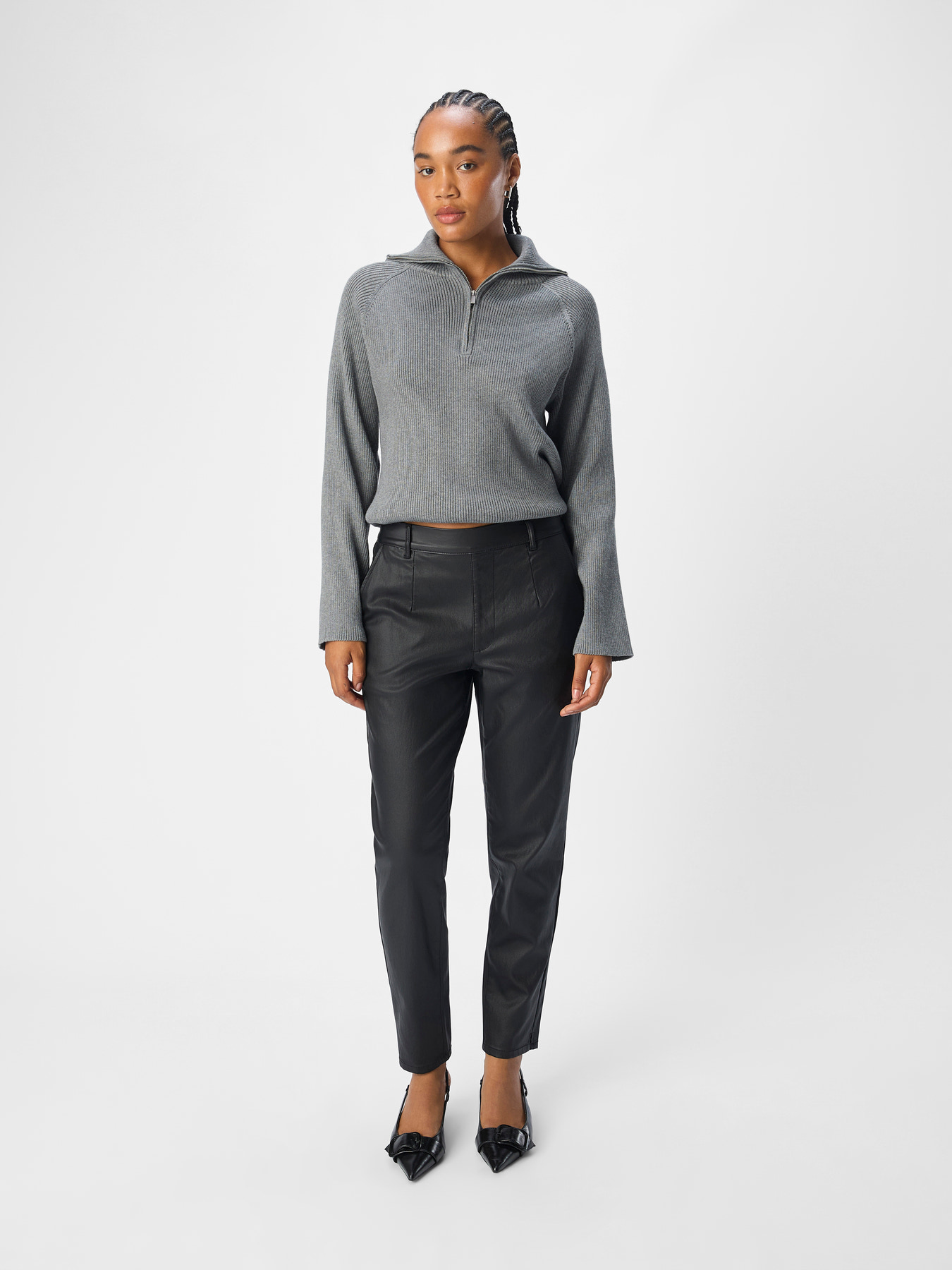 OBJBELLE LISA COATED PANT NOOS Black - 4