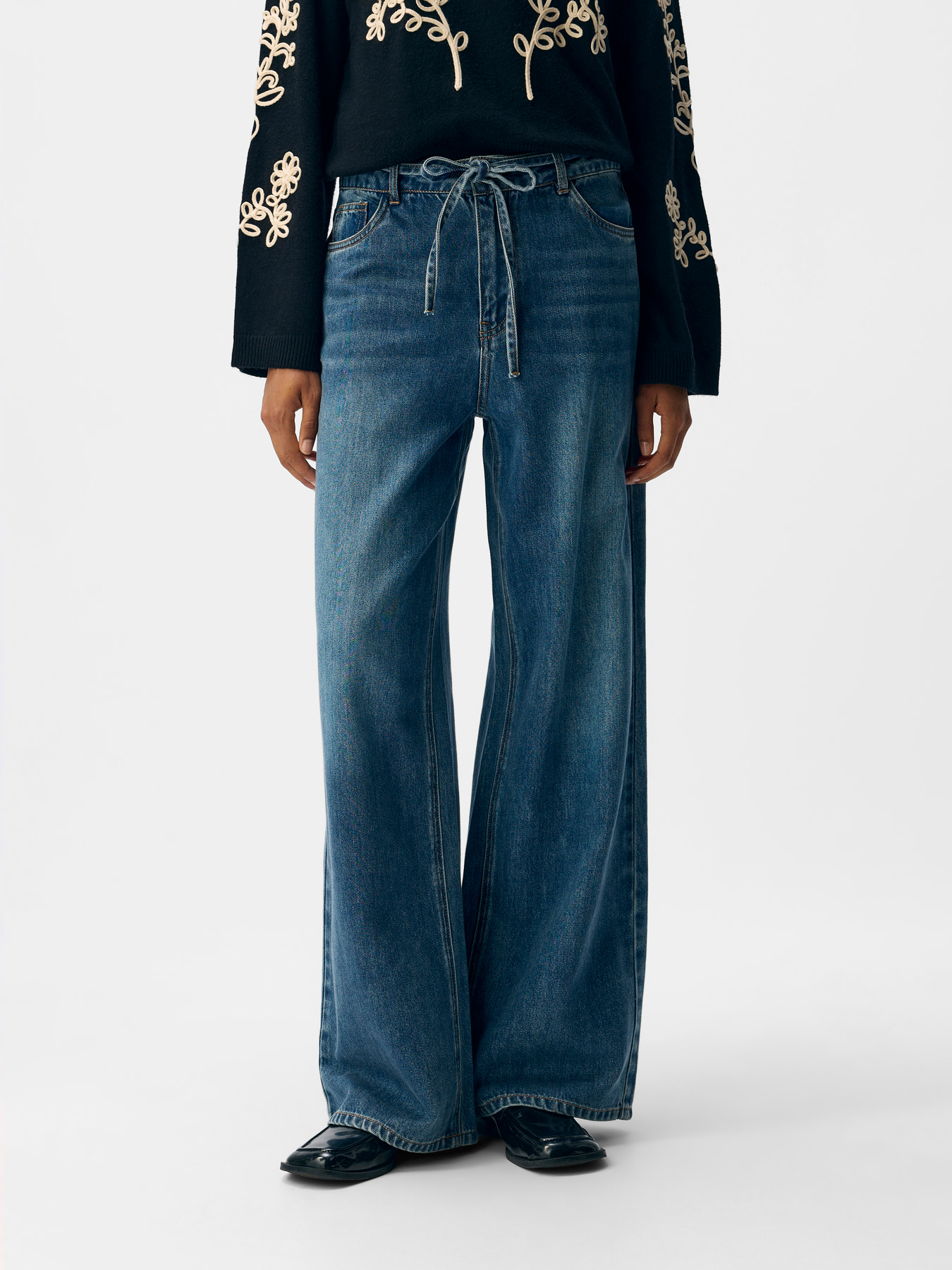 OBJROSIE MW WIDE JEANS NOOS Medium Blue Denim - 10