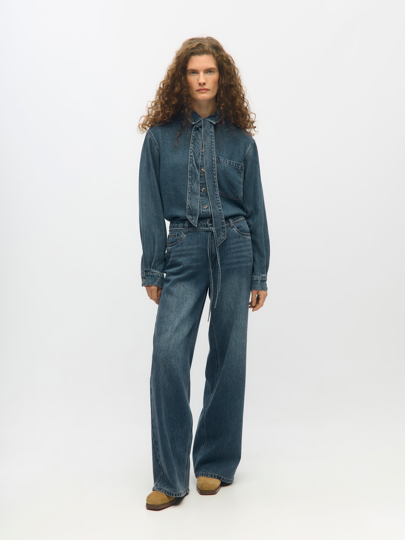 OBJROSIE MW WIDE JEANS NOOS Medium Blue Denim - 5