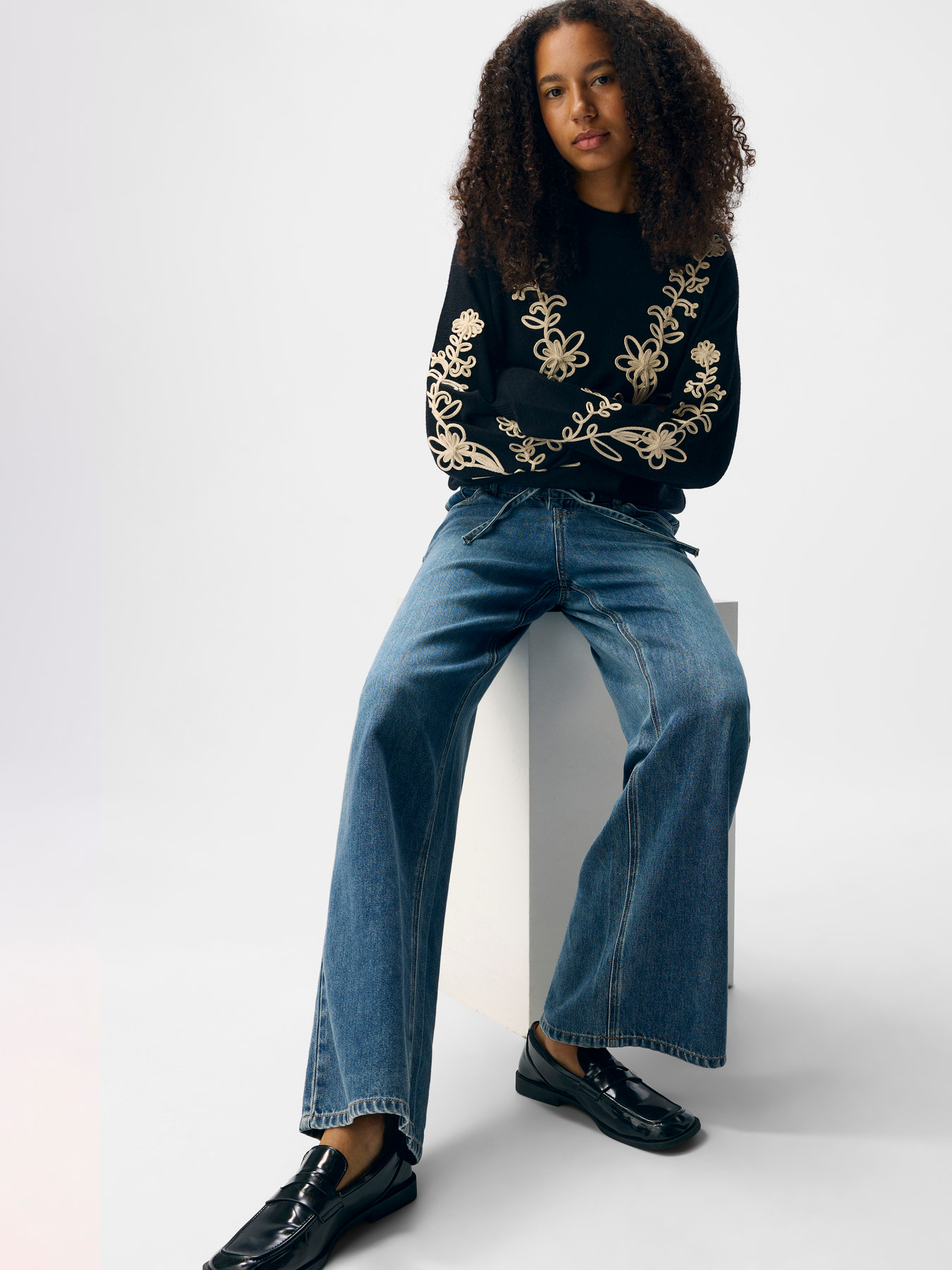OBJROSIE MW WIDE JEANS NOOS Medium Blue Denim - 8