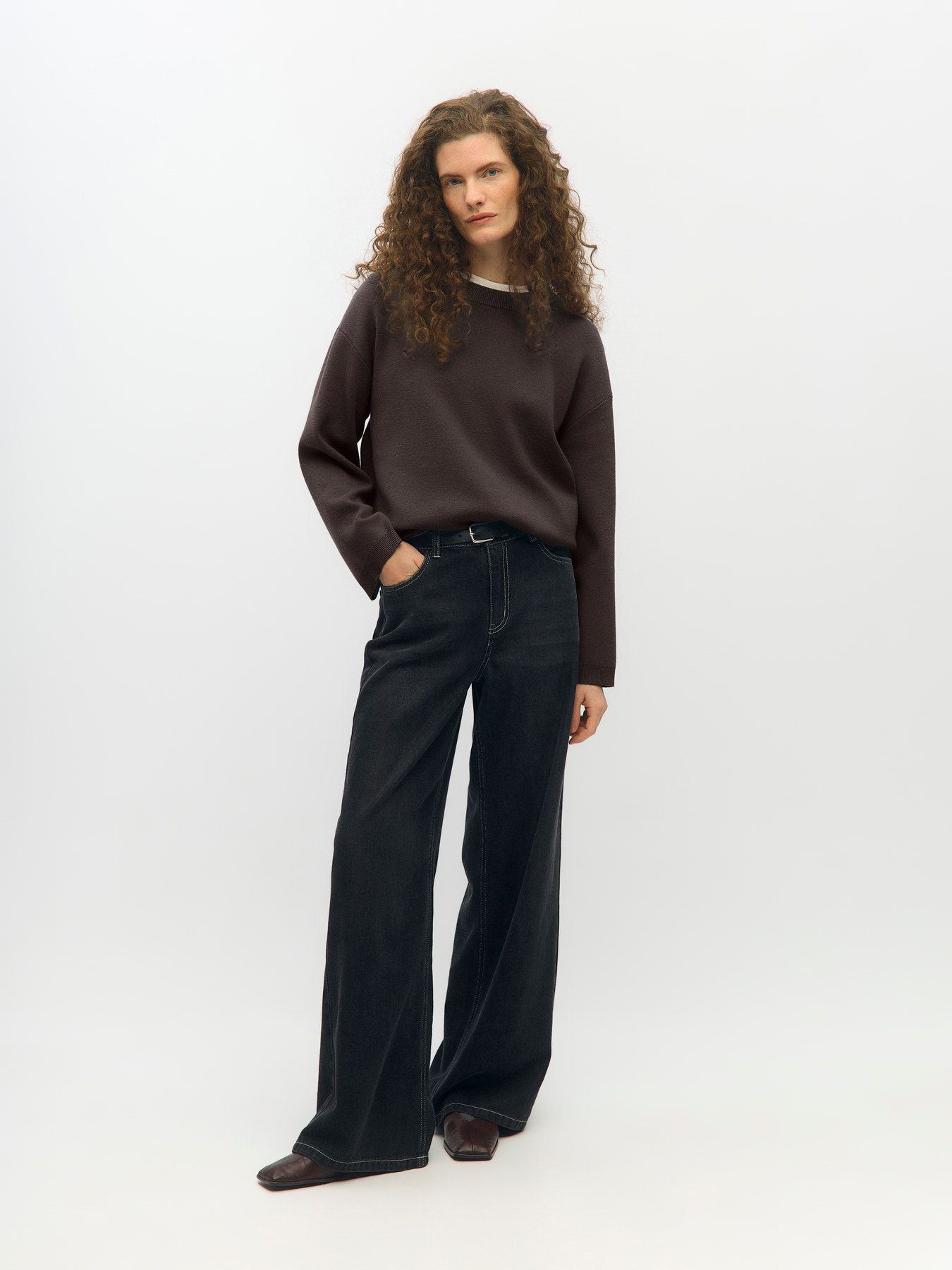 OBJREYNARD LS LO KNIT PULLOVER NOOS Seal Brown - 3