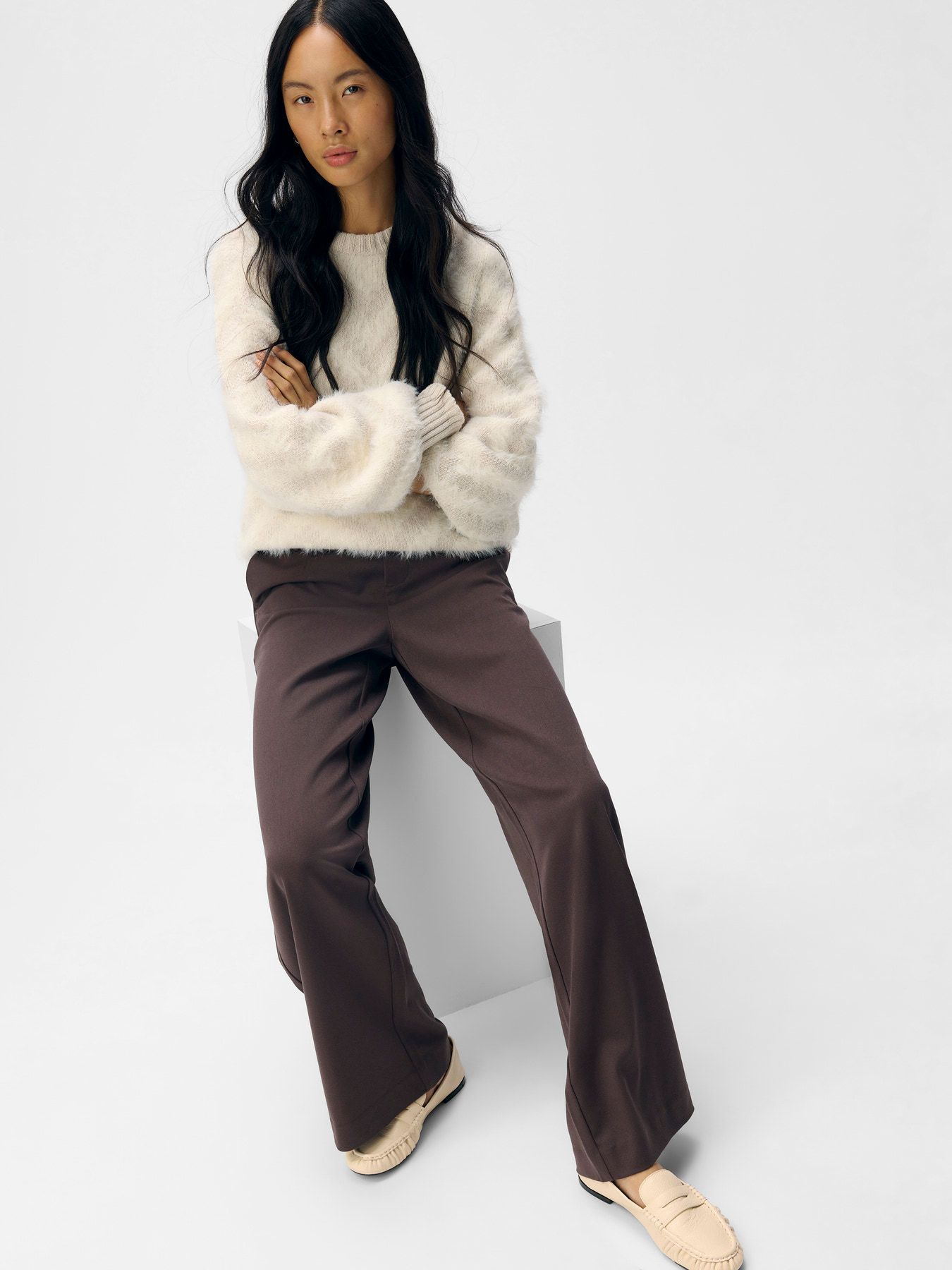 OBJLISA WIDE PANT NOOS Seal Brown - 5