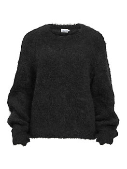 OBJHARRY LS LO KNIT PULLOVER NOOS Black