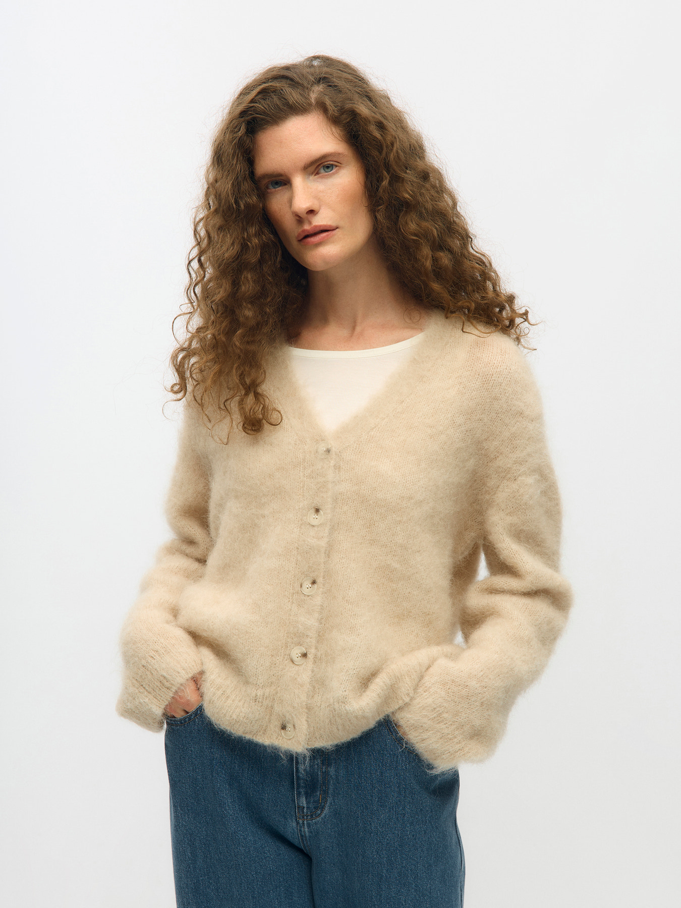 OBJHARRY LS LO KNIT CARDIGAN NOOS Birch Melange - 2