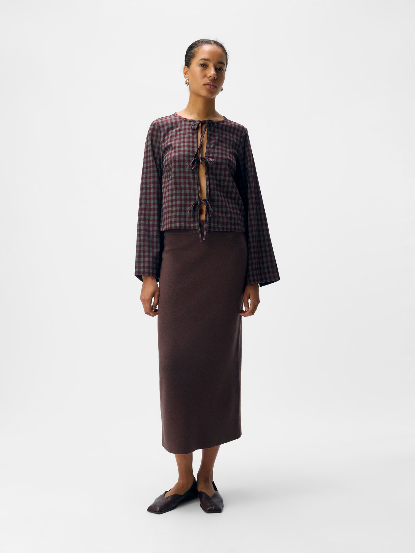 OBJREYNARD HW KNIT SKIRT NOOS Seal Brown - 4